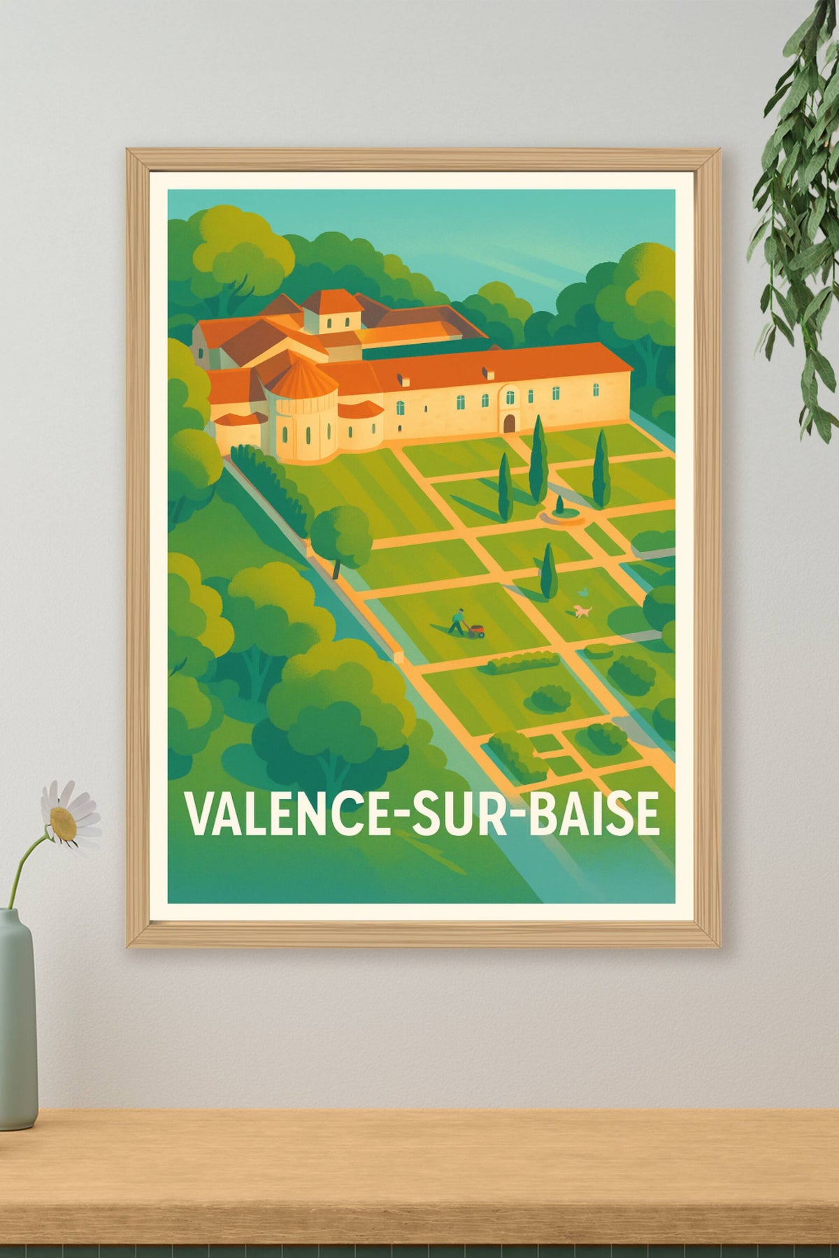Affiche Valence-sur-Baise — Charme historique et jardins ensoleillés · poster d'art de Valence-sur-Baise