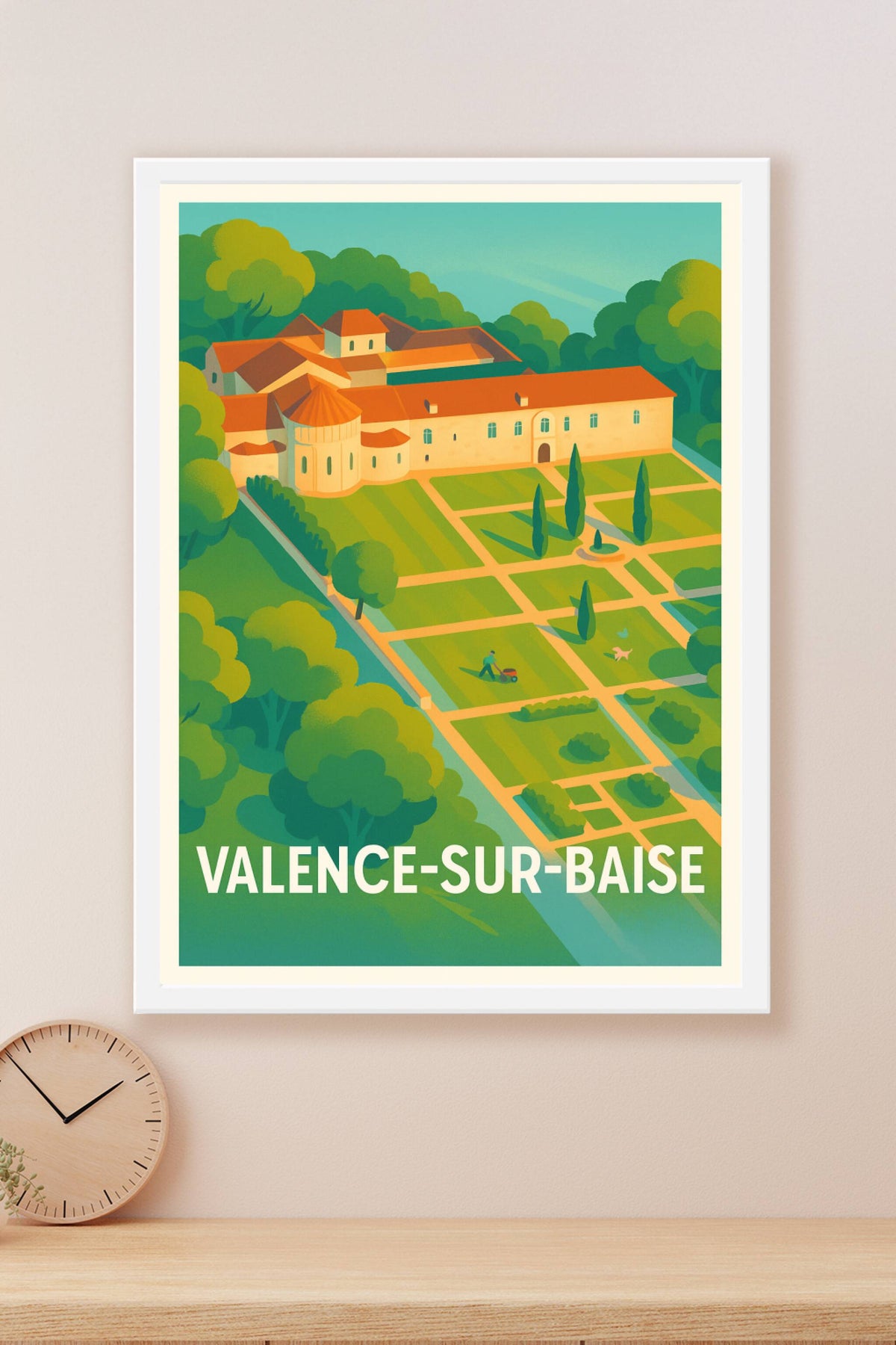 Affiche Valence-sur-Baise — Charme historique et jardins ensoleillés · poster d'art de Valence-sur-Baise