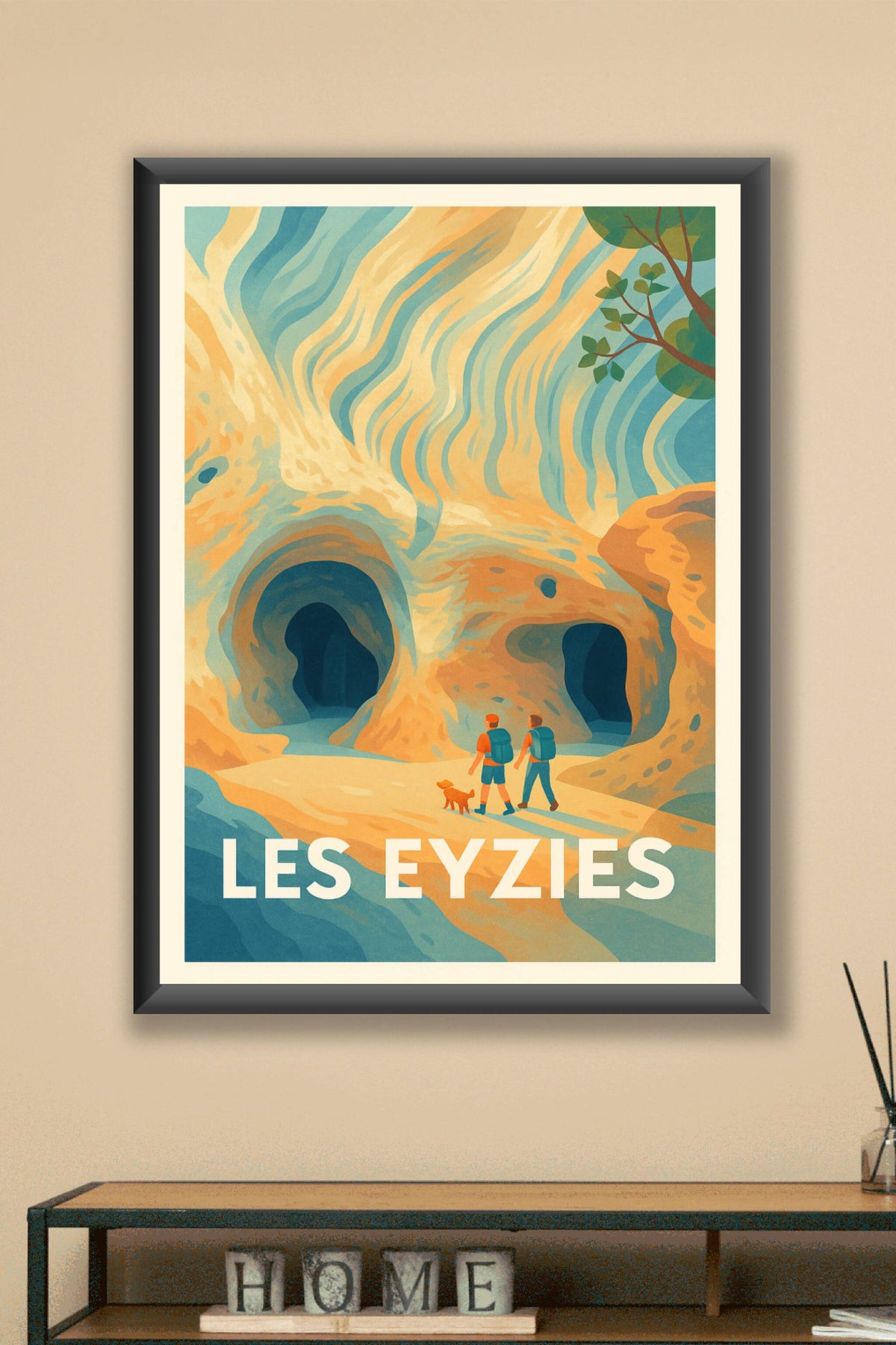 Affiche Les Eyzies — Aventure et nature en Dordogne · poster d'art de Les Eyzies