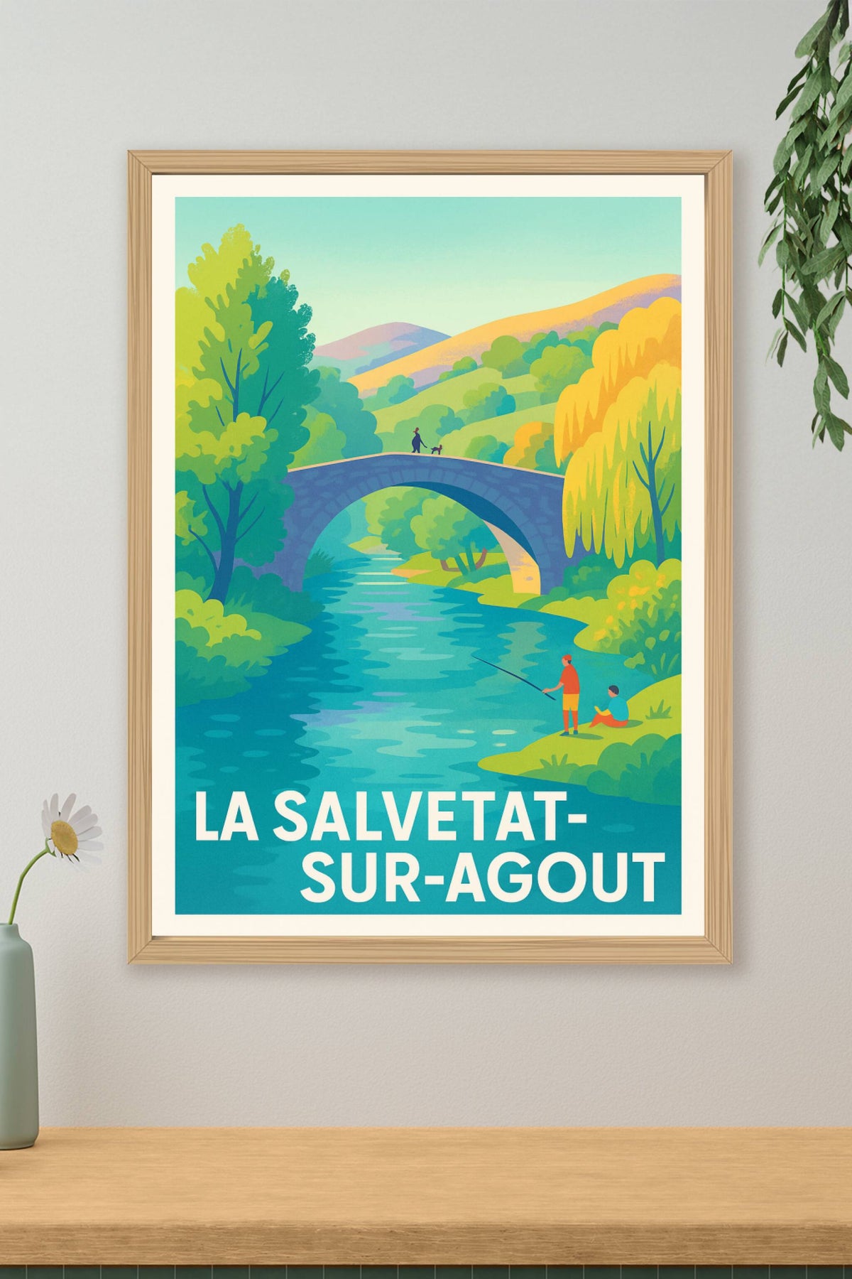 Affiche La Salvetat-sur-Agout — Évasion bucolique au bord de l'eau · poster d'art de La Salvetat-sur-Agout