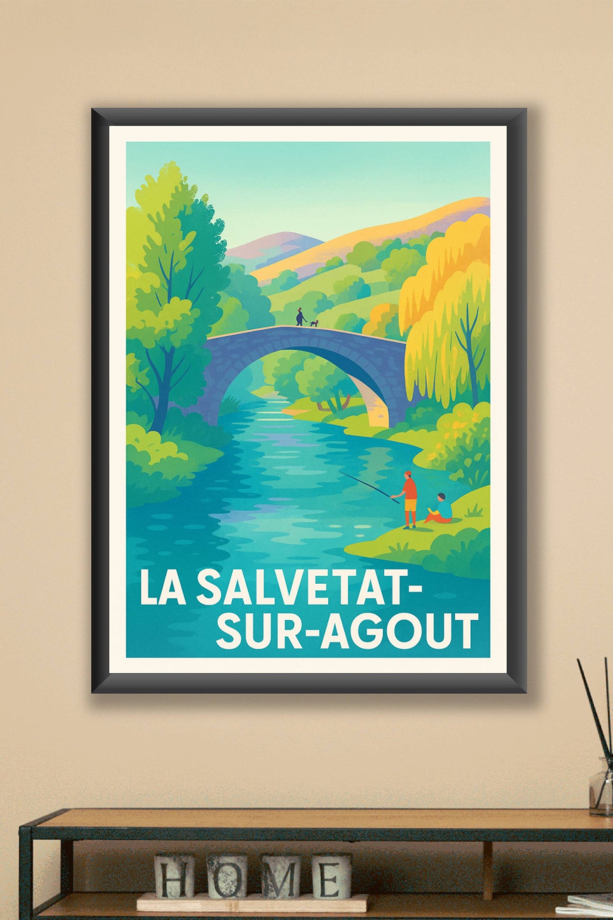 Affiche La Salvetat-sur-Agout — Évasion bucolique au bord de l'eau · poster d'art de La Salvetat-sur-Agout
