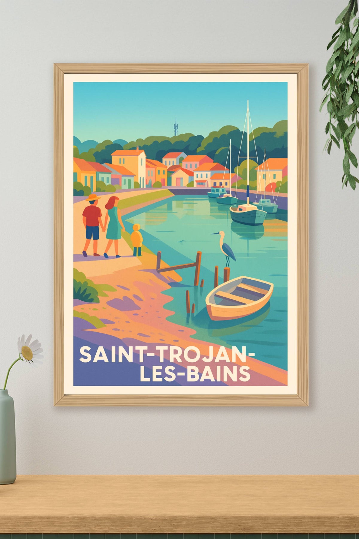Affiche Saint-Trojan-les-Bains — Escapade paisible au bord de l'eau · poster d'art de Saint-Trojan-les-Bains
