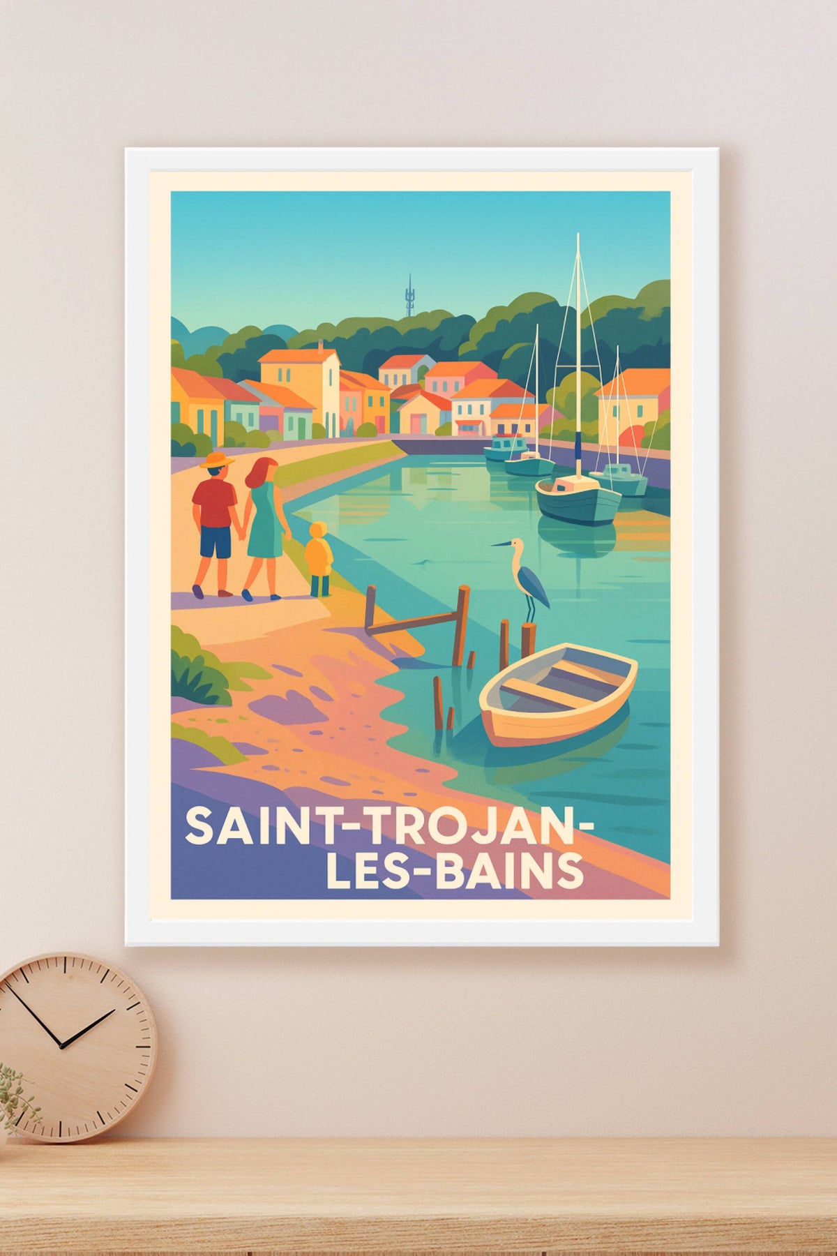 Affiche Saint-Trojan-les-Bains — Escapade paisible au bord de l'eau · poster d'art de Saint-Trojan-les-Bains