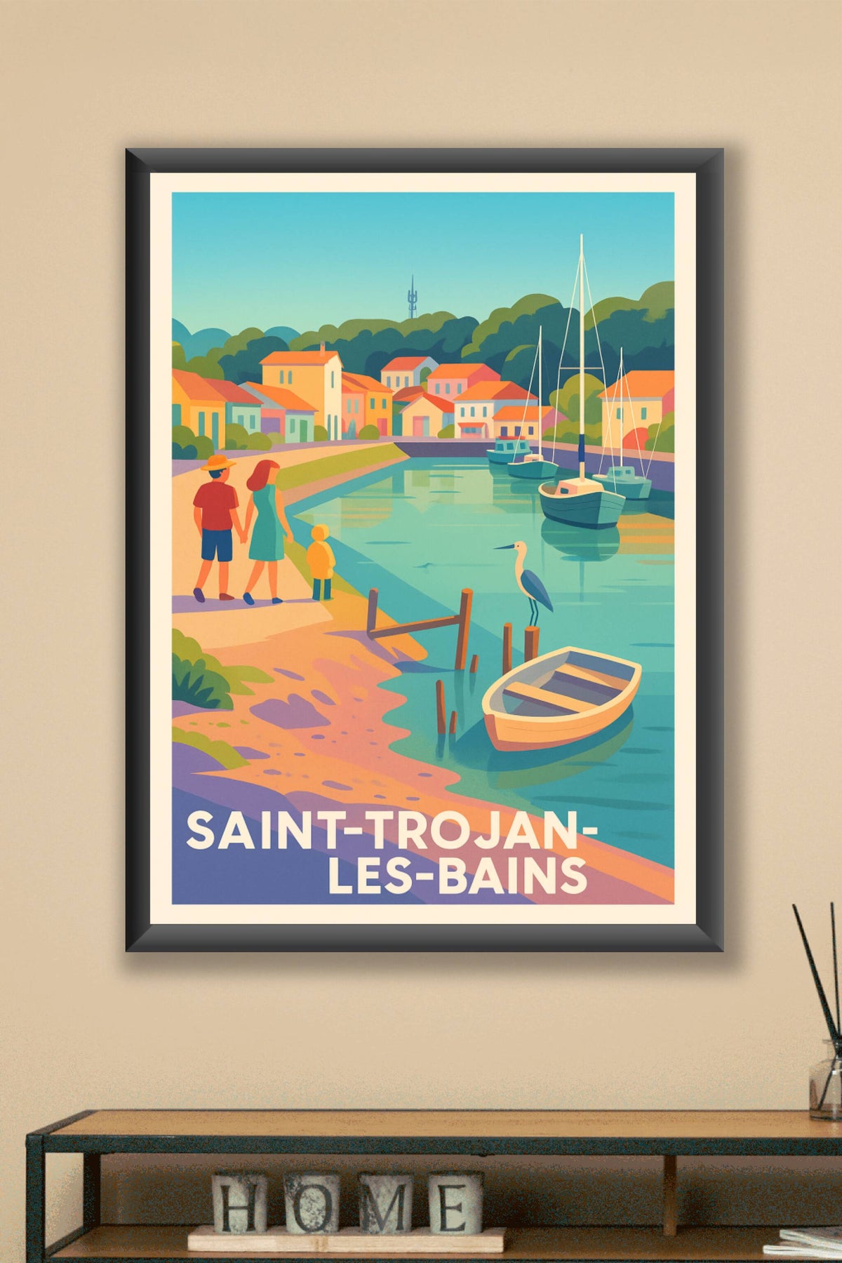 Affiche Saint-Trojan-les-Bains — Escapade paisible au bord de l'eau · poster d'art de Saint-Trojan-les-Bains