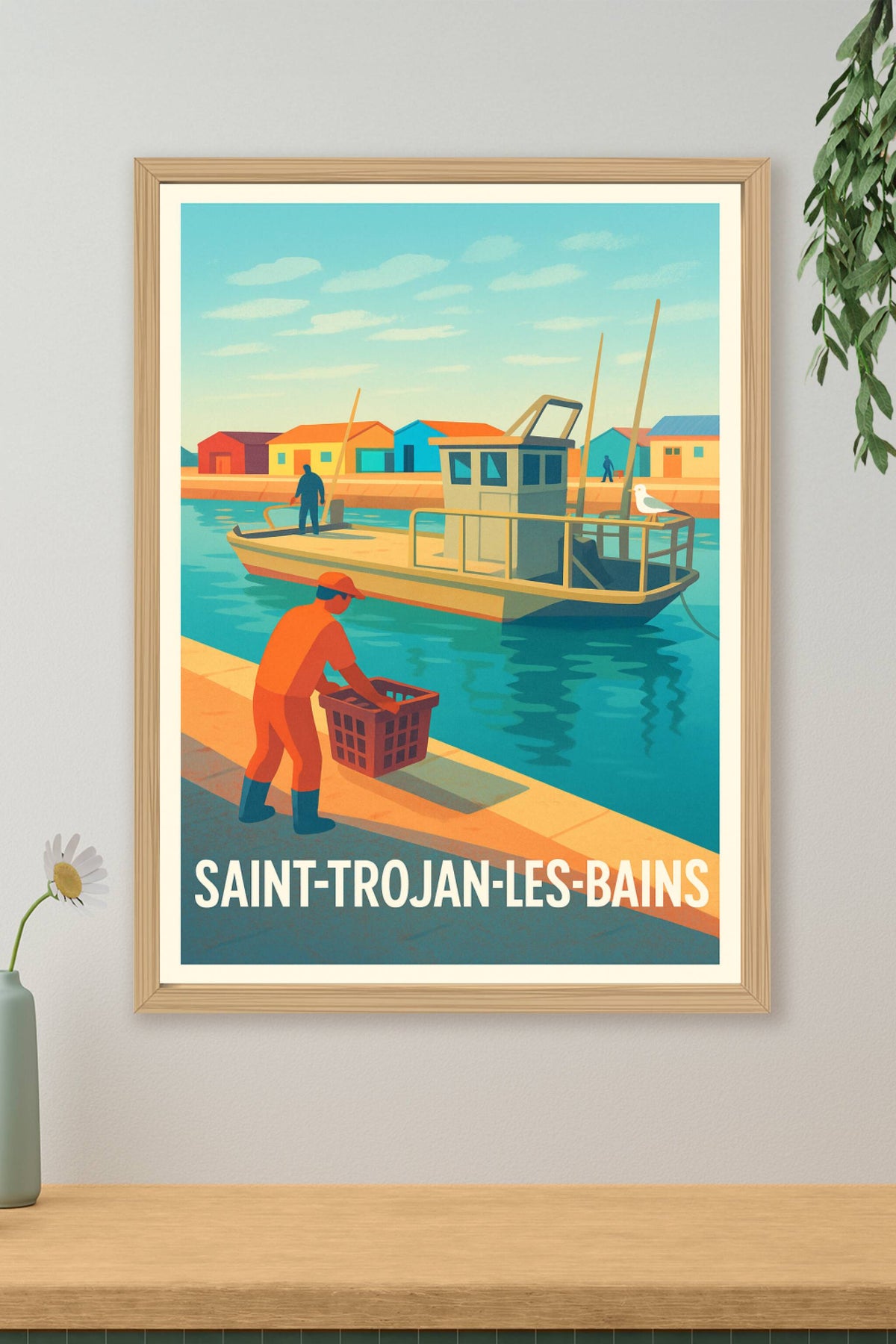 Affiche Saint-Trojan-les-Bains — Charme et vie portuaire authentique · poster d'art de Saint-Trojan-les-Bains