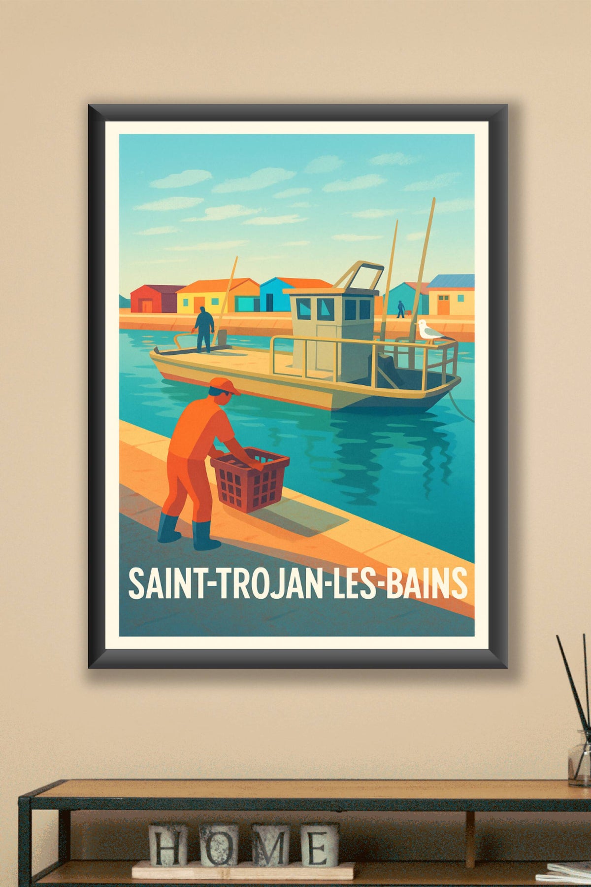 Affiche Saint-Trojan-les-Bains — Charme et vie portuaire authentique · poster d'art de Saint-Trojan-les-Bains