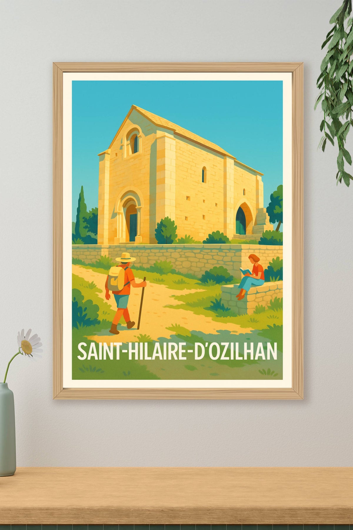 Affiche Saint-Hilaire-d'Ozilhan — Charme tranquille et patrimoine remarquable · poster d'art de Saint-Hilaire-d'Ozilhan