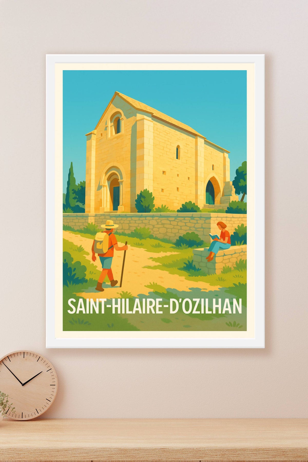 Affiche Saint-Hilaire-d'Ozilhan — Charme tranquille et patrimoine remarquable · poster d'art de Saint-Hilaire-d'Ozilhan