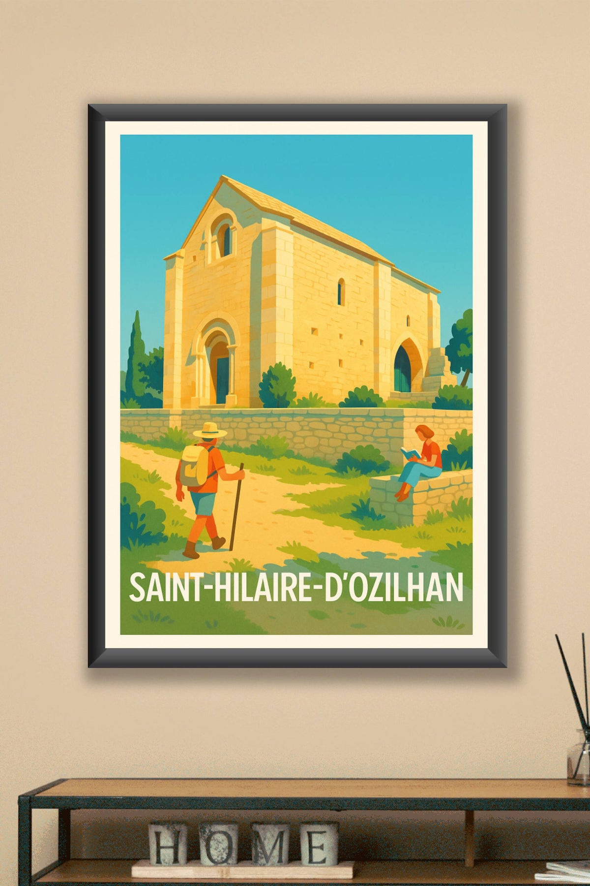 Affiche Saint-Hilaire-d'Ozilhan — Charme tranquille et patrimoine remarquable · poster d'art de Saint-Hilaire-d'Ozilhan