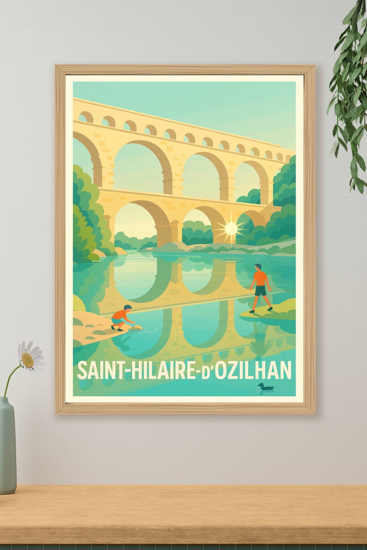 Affiche Saint-Hilaire-d'Ozilhan — L'élégance du Pont Antique · poster d'art de Saint-Hilaire-d'Ozilhan