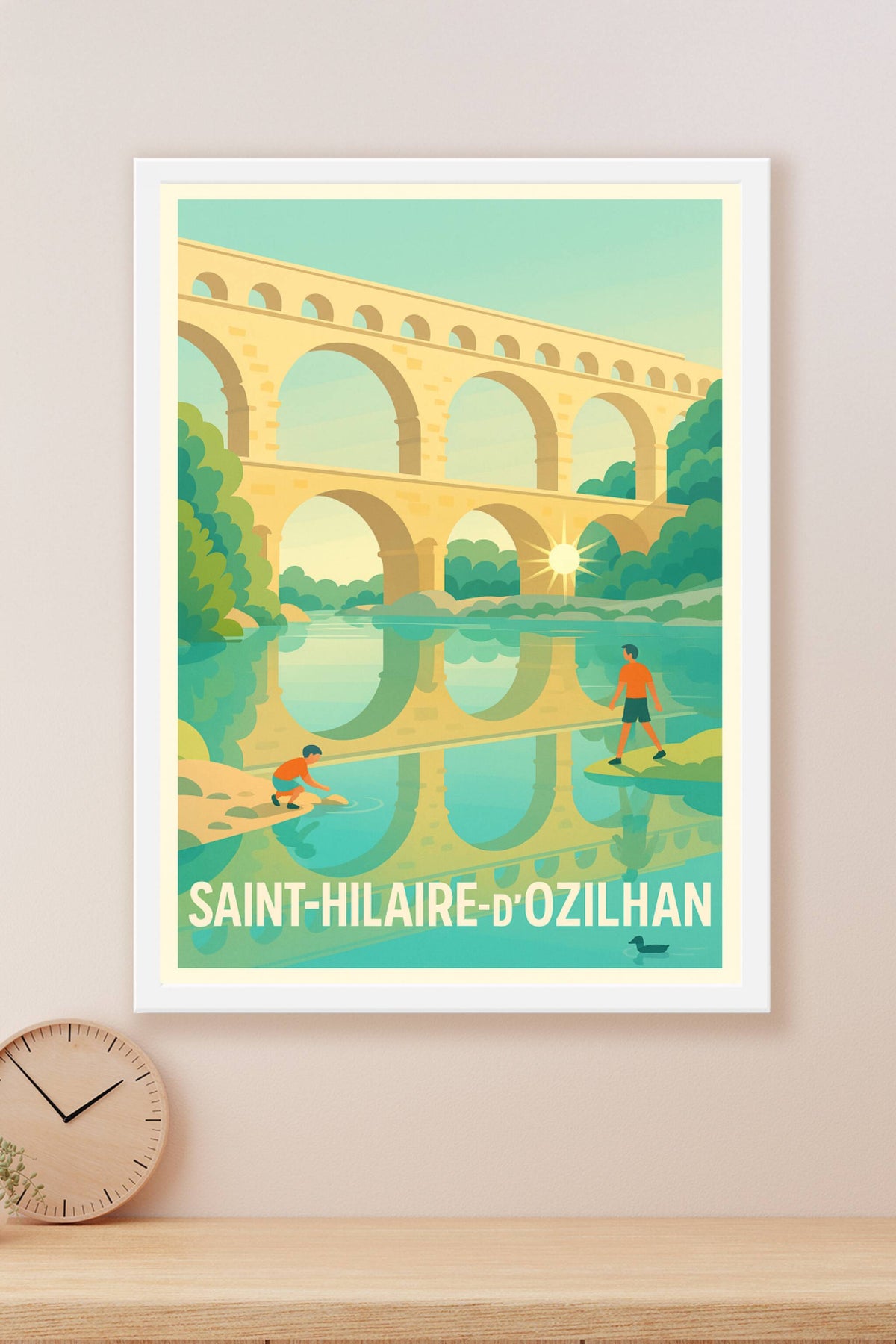 Affiche Saint-Hilaire-d'Ozilhan — L'élégance du Pont Antique · poster d'art de Saint-Hilaire-d'Ozilhan