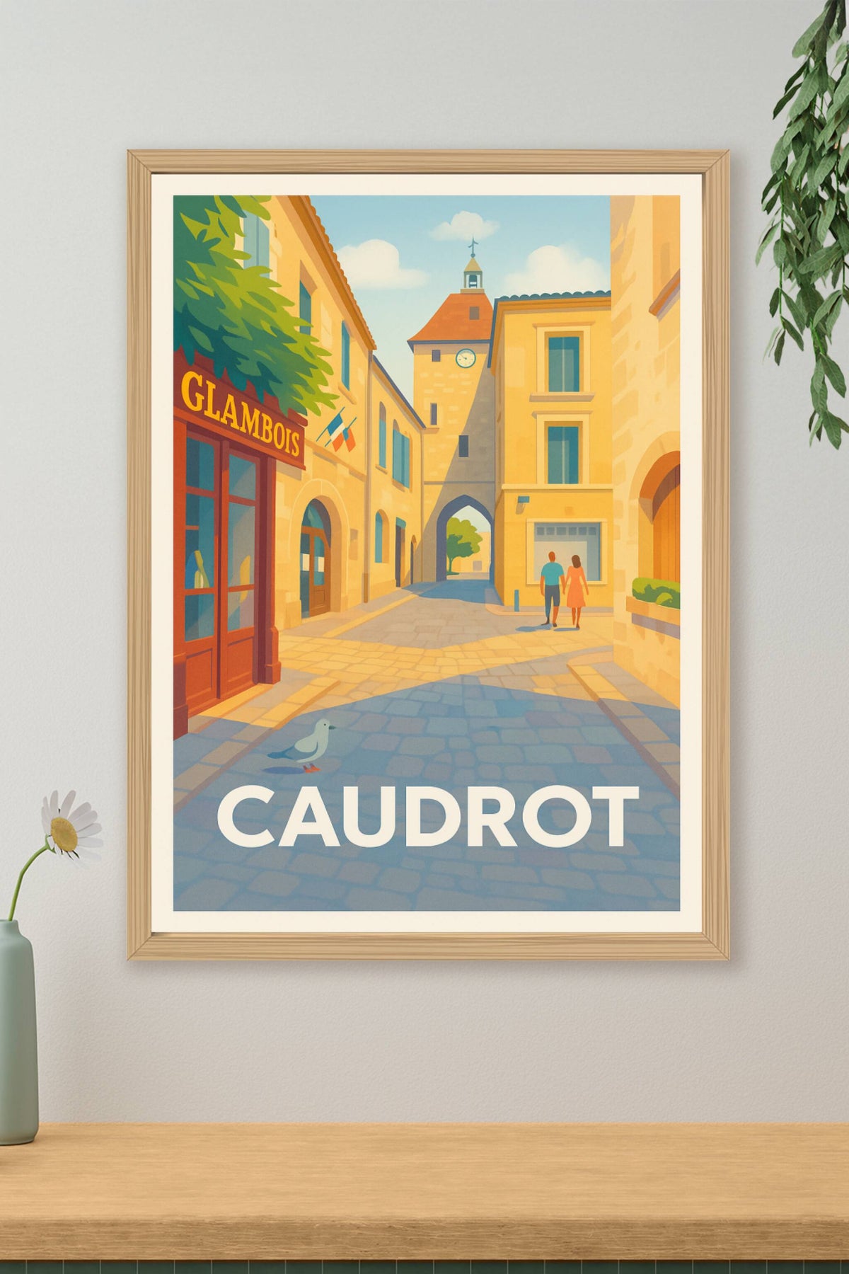 Affiche Caudrot — Charme et lumière d'une ruelle historique · poster d'art de Caudrot