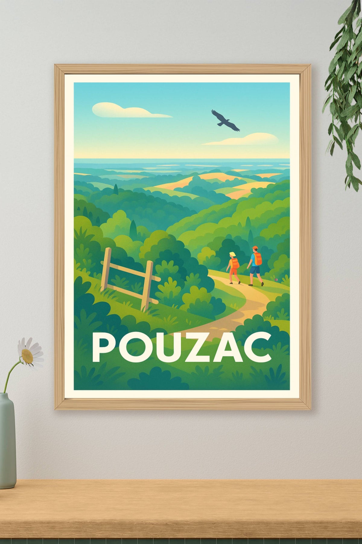 Affiche Pouzac — Invitation à la randonnée en nature · poster d'art de Pouzac