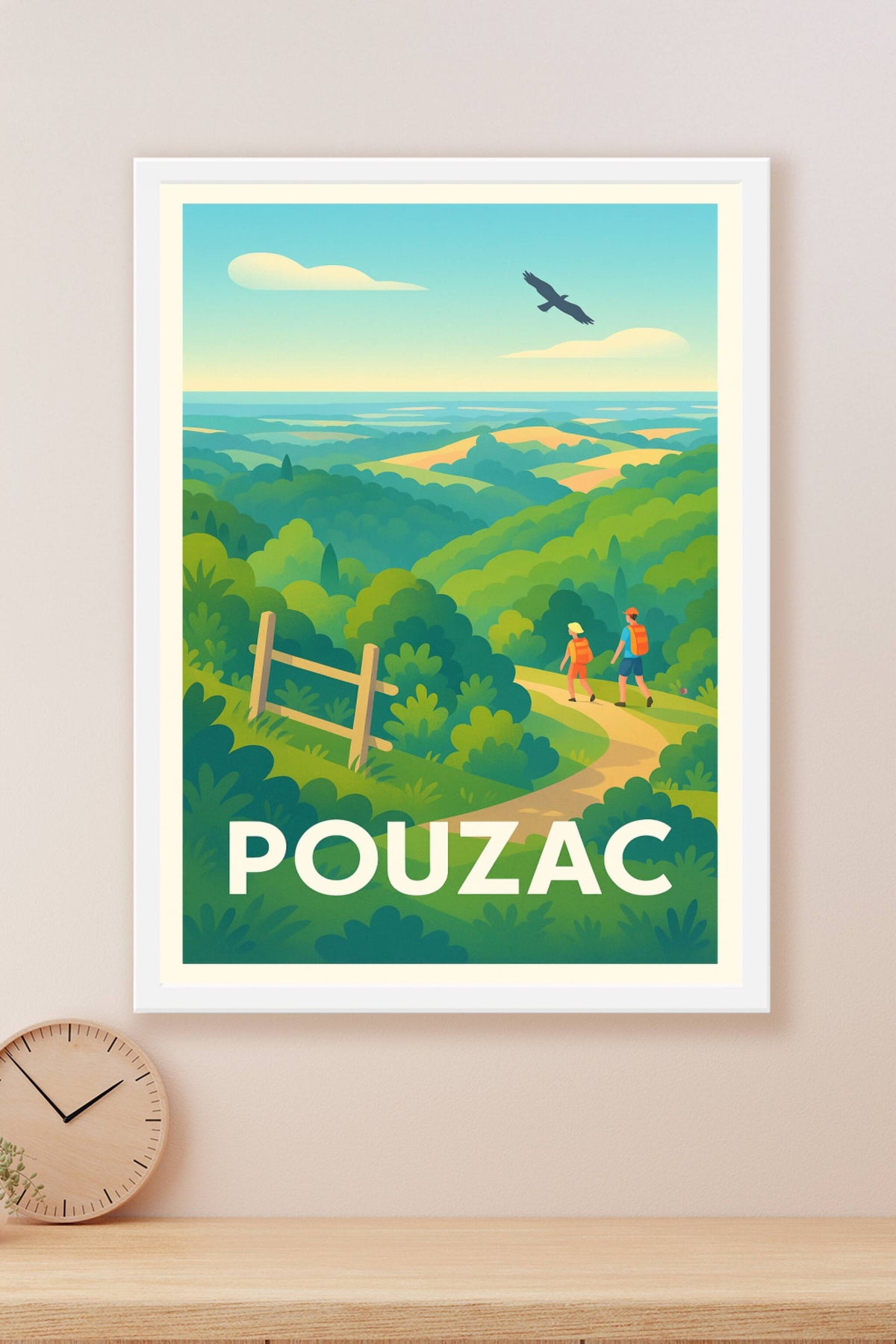 Affiche Pouzac — Invitation à la randonnée en nature · poster d'art de Pouzac