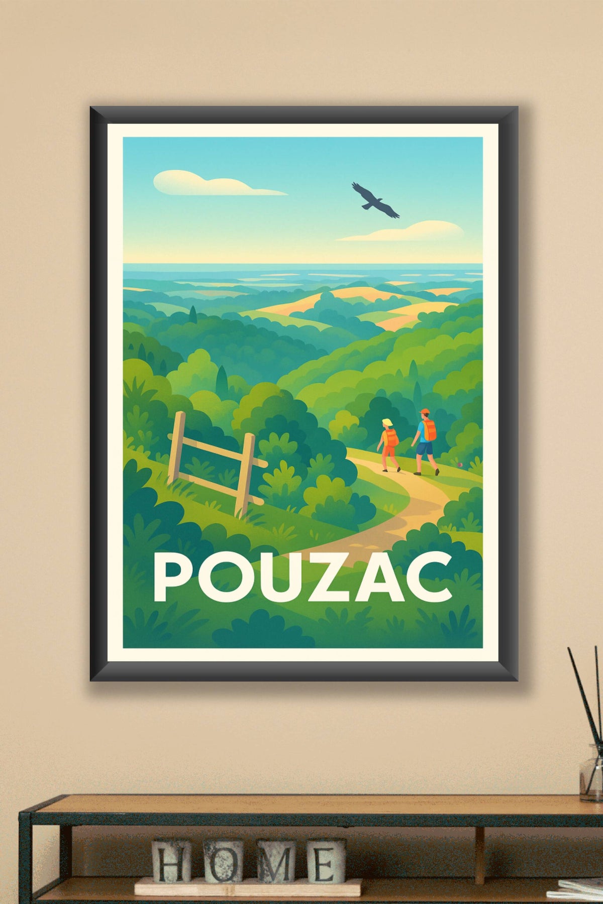 Affiche Pouzac — Invitation à la randonnée en nature · poster d'art de Pouzac