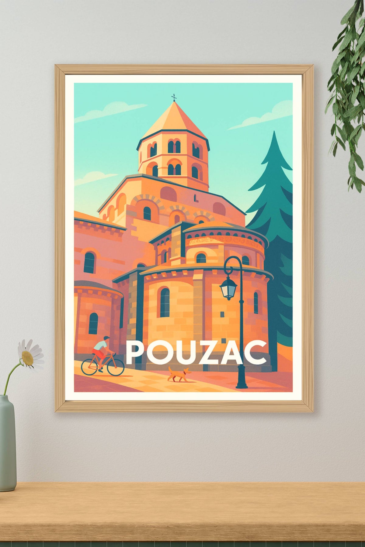 Affiche Pouzac — Charme architectural au cœur des Hautes-Pyrénées · poster d'art de Pouzac