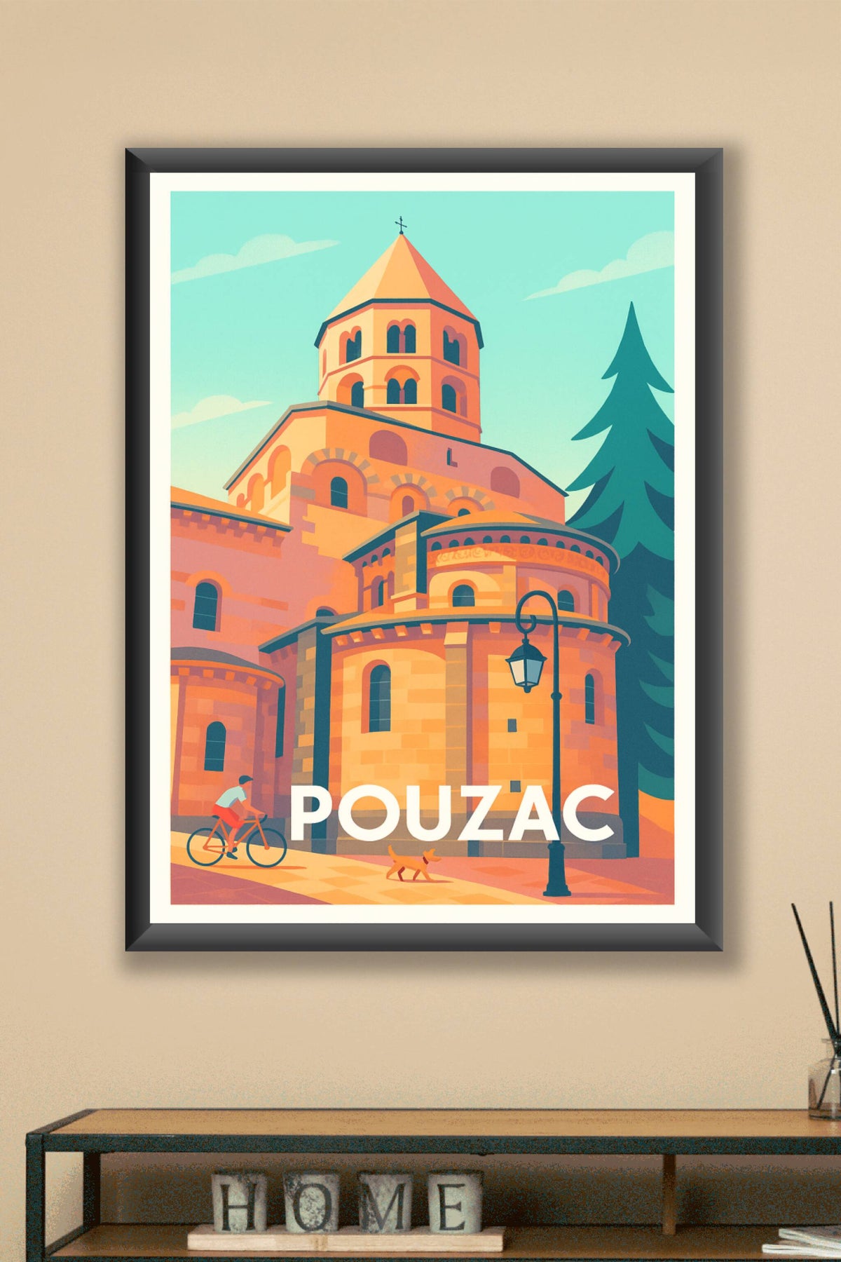 Affiche Pouzac — Charme architectural au cœur des Hautes-Pyrénées · poster d'art de Pouzac