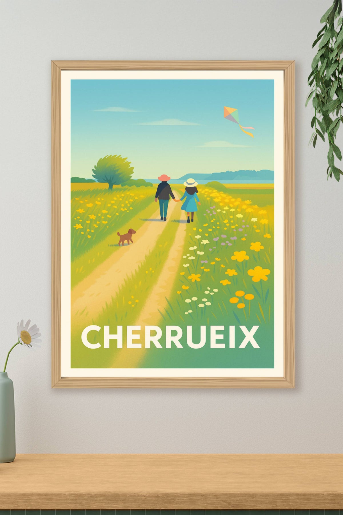 Affiche Cherrueix — Promenade bucolique au fil des champs fleuris · poster d'art de Cherrueix