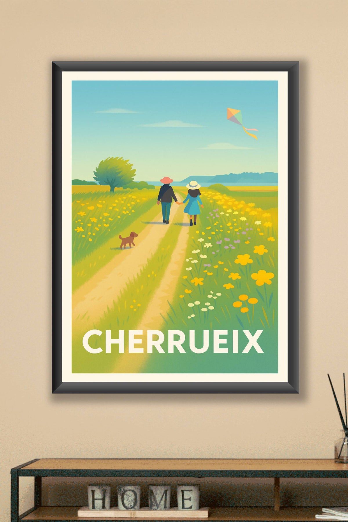 Affiche Cherrueix — Promenade bucolique au fil des champs fleuris · poster d'art de Cherrueix