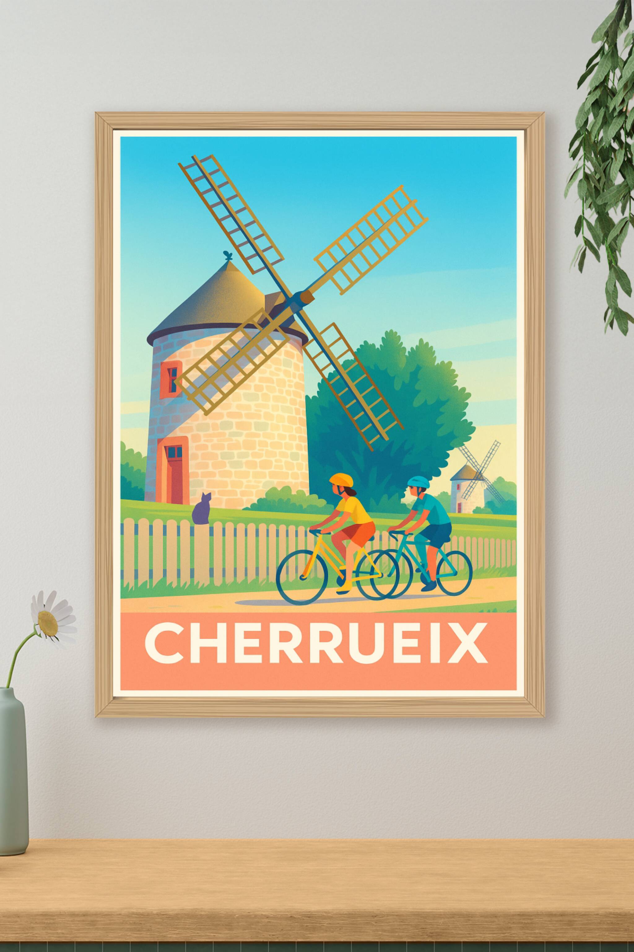 Affiche de Cherrueix - Balade à vélo au pays des moulins