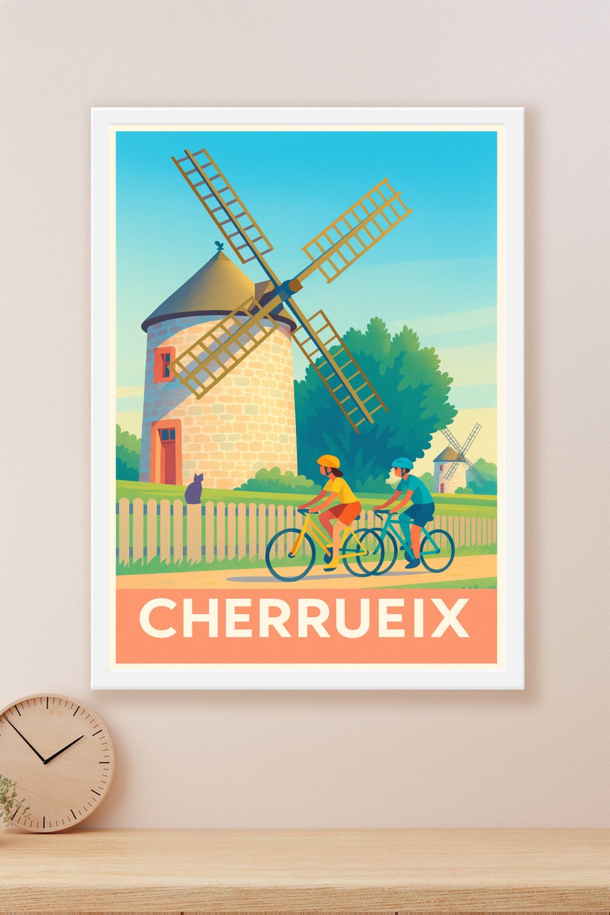 Affiche Cherrueix — Balade à vélo au pays des moulins · poster d'art de Cherrueix