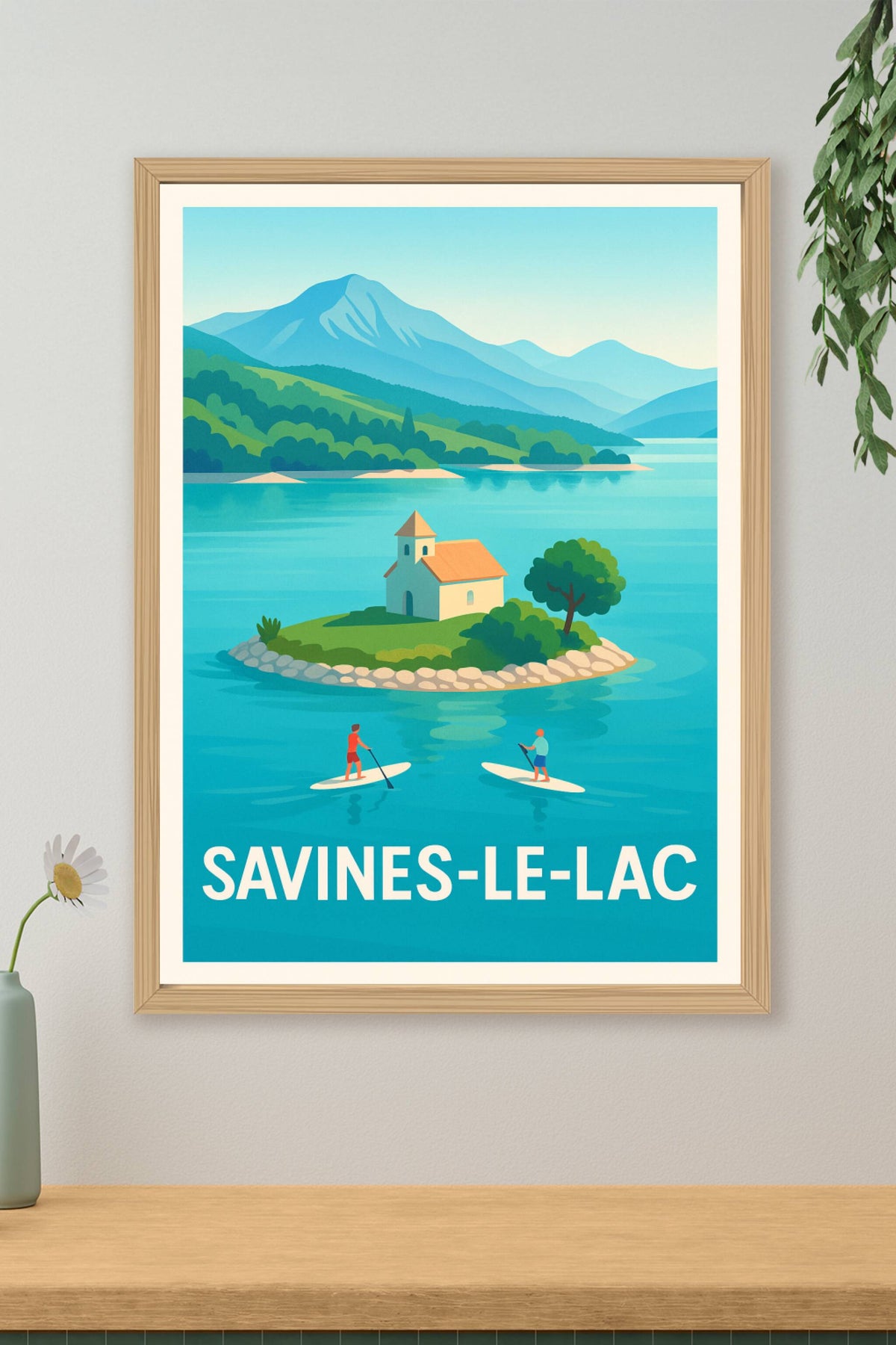 Affiche Savines-le-Lac — Escapade paisible au cœur des montagnes · poster d'art de Savines-le-Lac