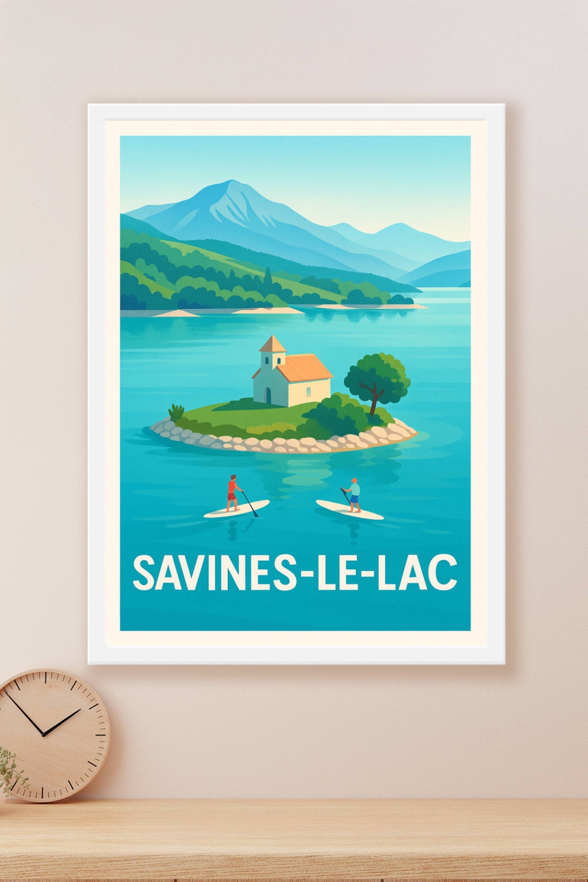 Affiche Savines-le-Lac — Escapade paisible au cœur des montagnes · poster d'art de Savines-le-Lac