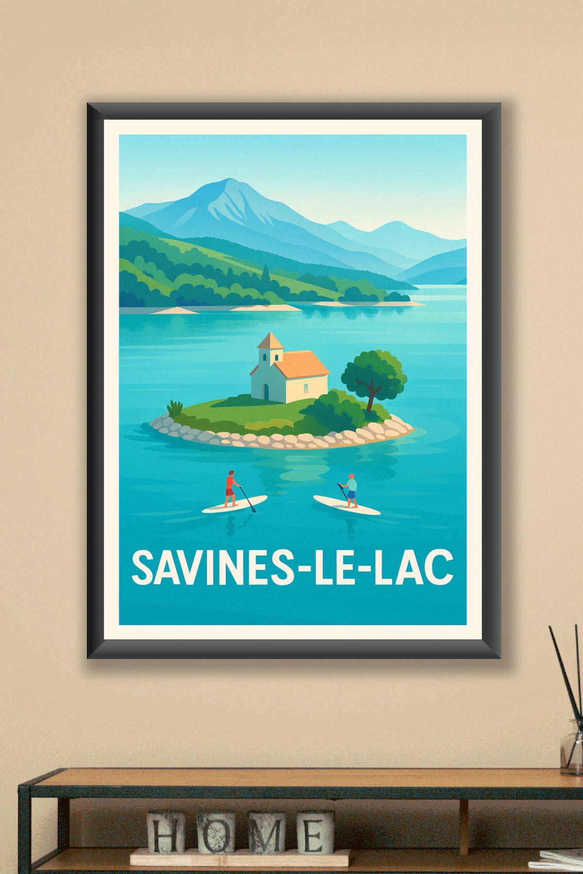 Affiche Savines-le-Lac — Escapade paisible au cœur des montagnes · poster d'art de Savines-le-Lac