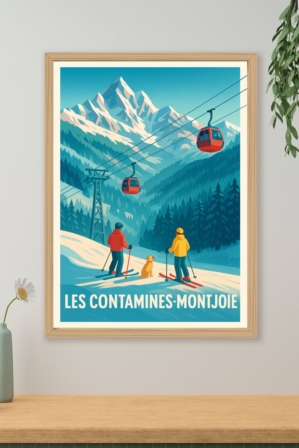 Affiche Les Contamines-Montjoie — Évasion hivernale au cœur des Alpes · poster d'art de Les Contamines-Montjoie