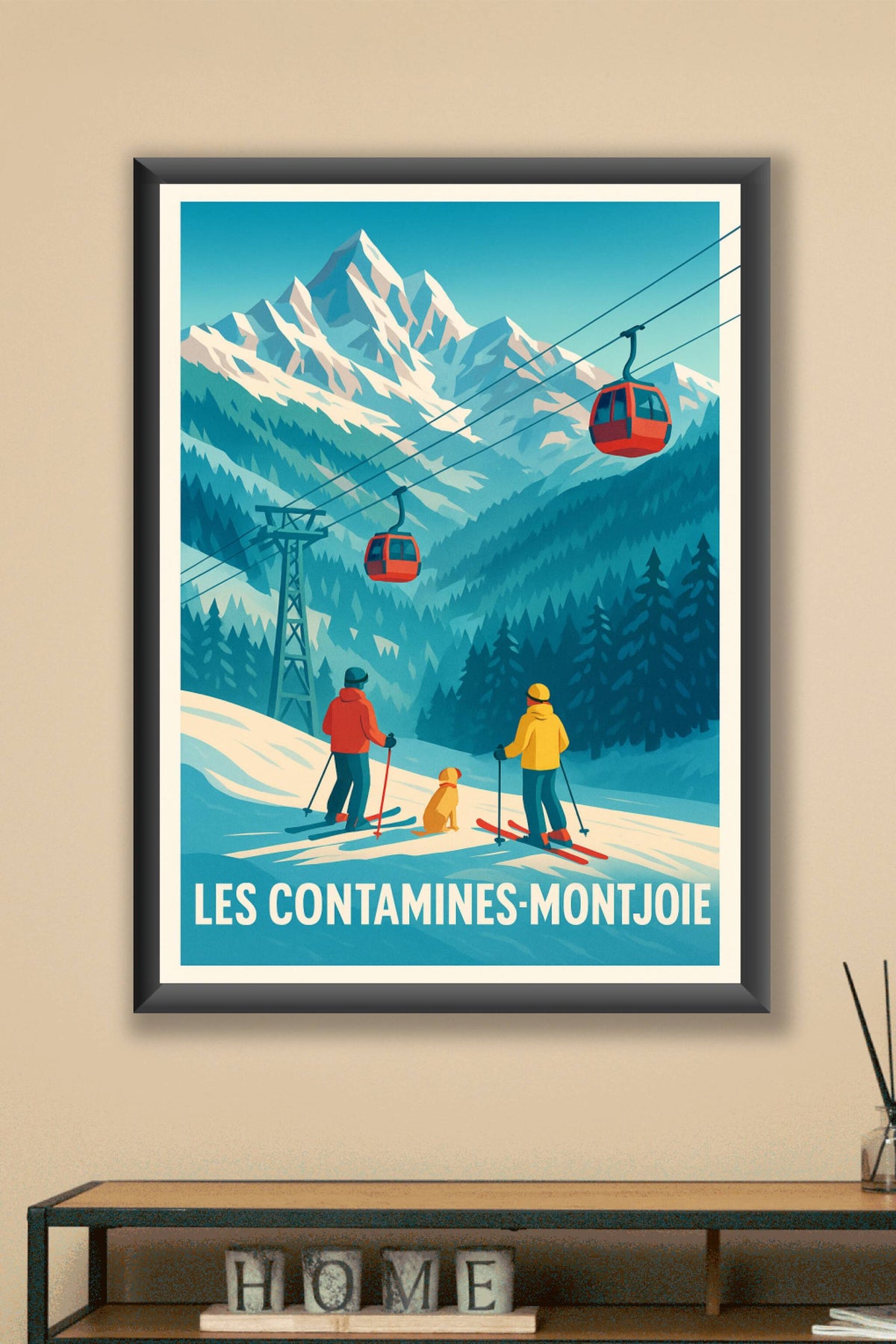 Affiche Les Contamines-Montjoie — Évasion hivernale au cœur des Alpes · poster d'art de Les Contamines-Montjoie