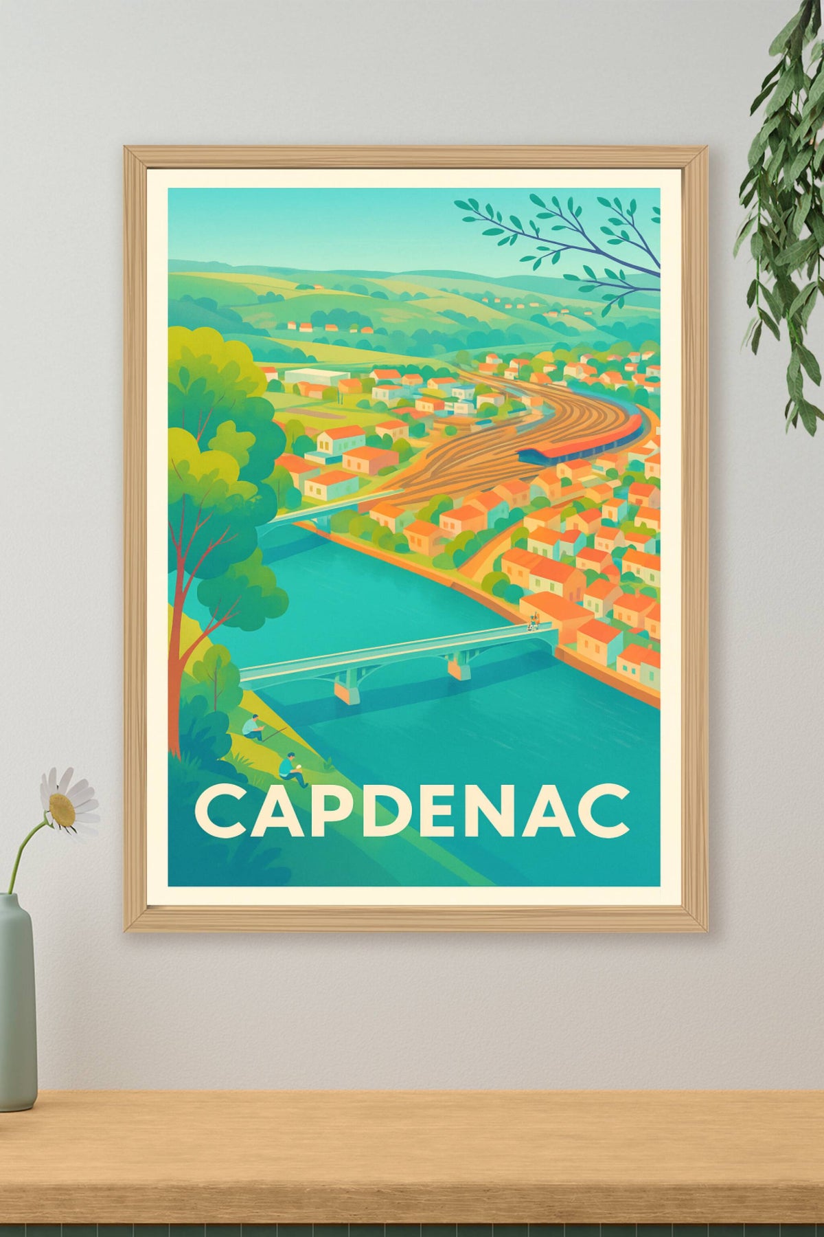 Affiche Capdenac — Charme bucolique au bord de la rivière · poster d'art de Capdenac