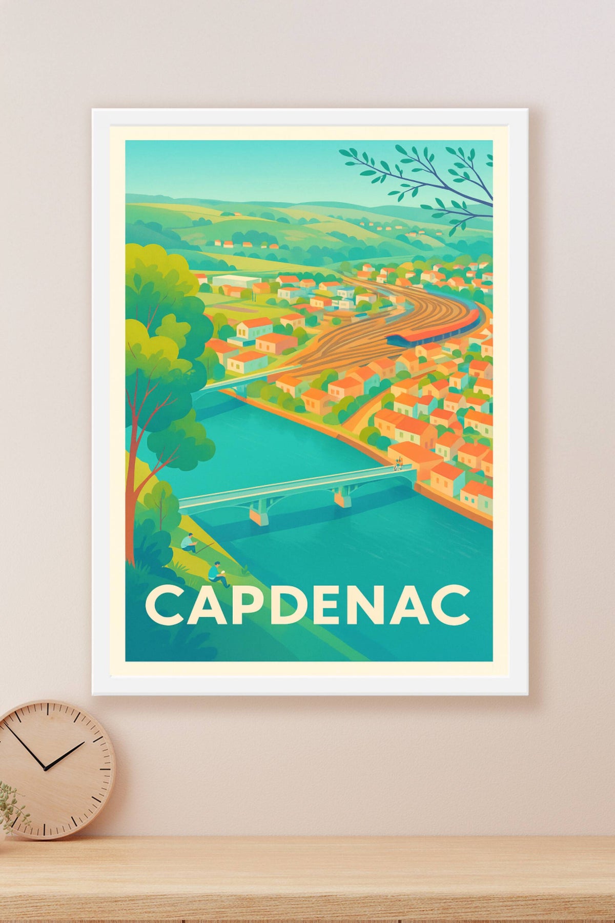 Affiche Capdenac — Charme bucolique au bord de la rivière · poster d'art de Capdenac