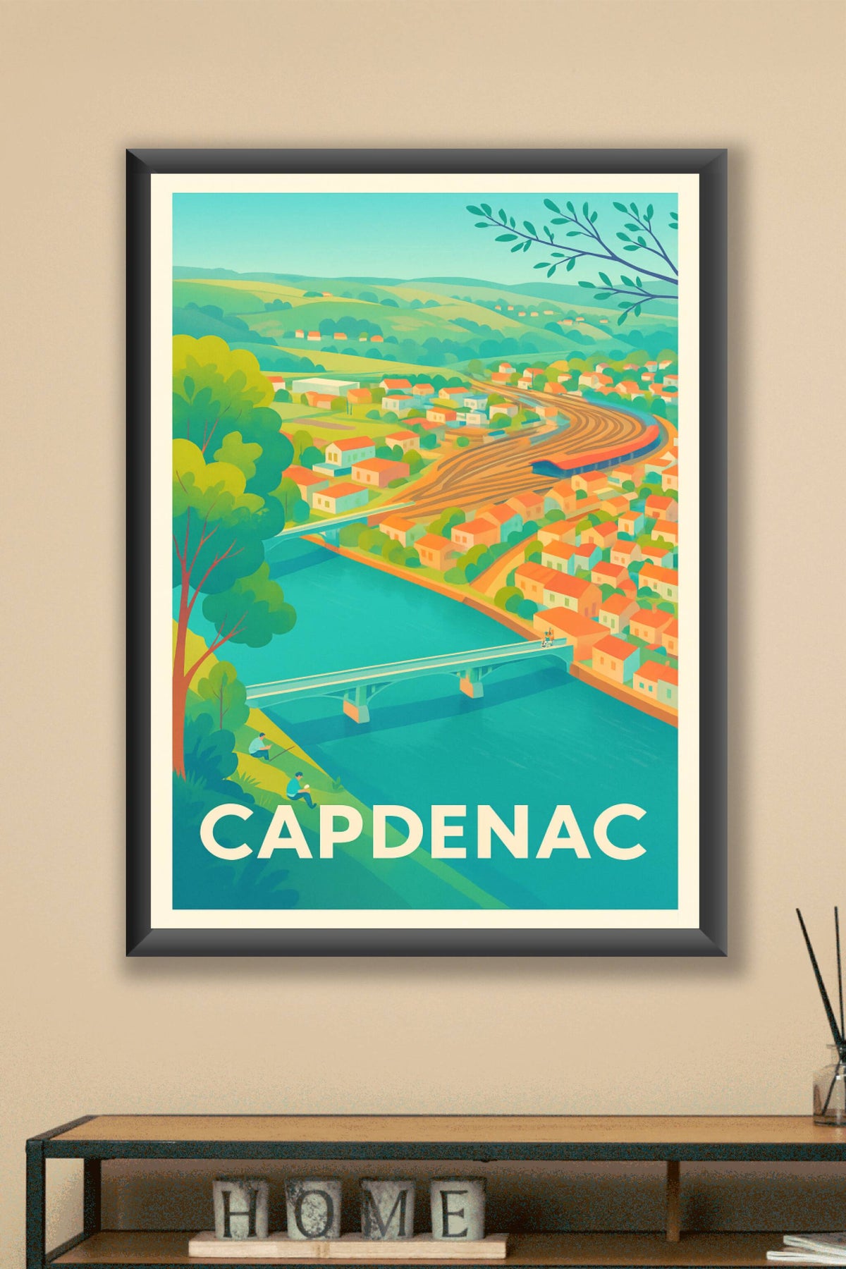 Affiche Capdenac — Charme bucolique au bord de la rivière · poster d'art de Capdenac