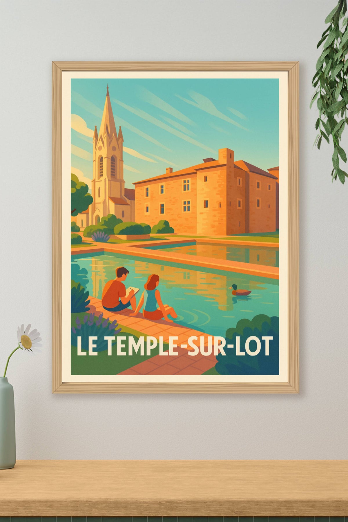 Affiche Le Temple-sur-Lot — Charme paisible et patrimoine vivant · poster d'art de Le Temple-sur-Lot