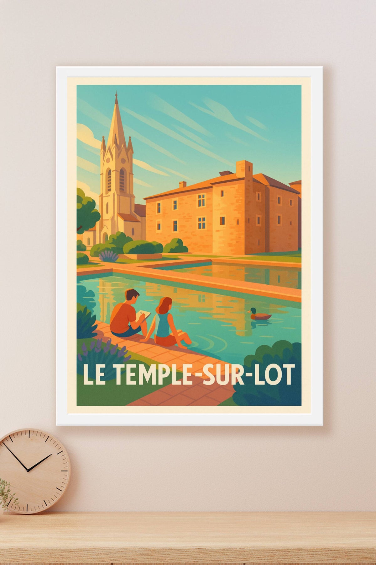Affiche Le Temple-sur-Lot — Charme paisible et patrimoine vivant · poster d'art de Le Temple-sur-Lot