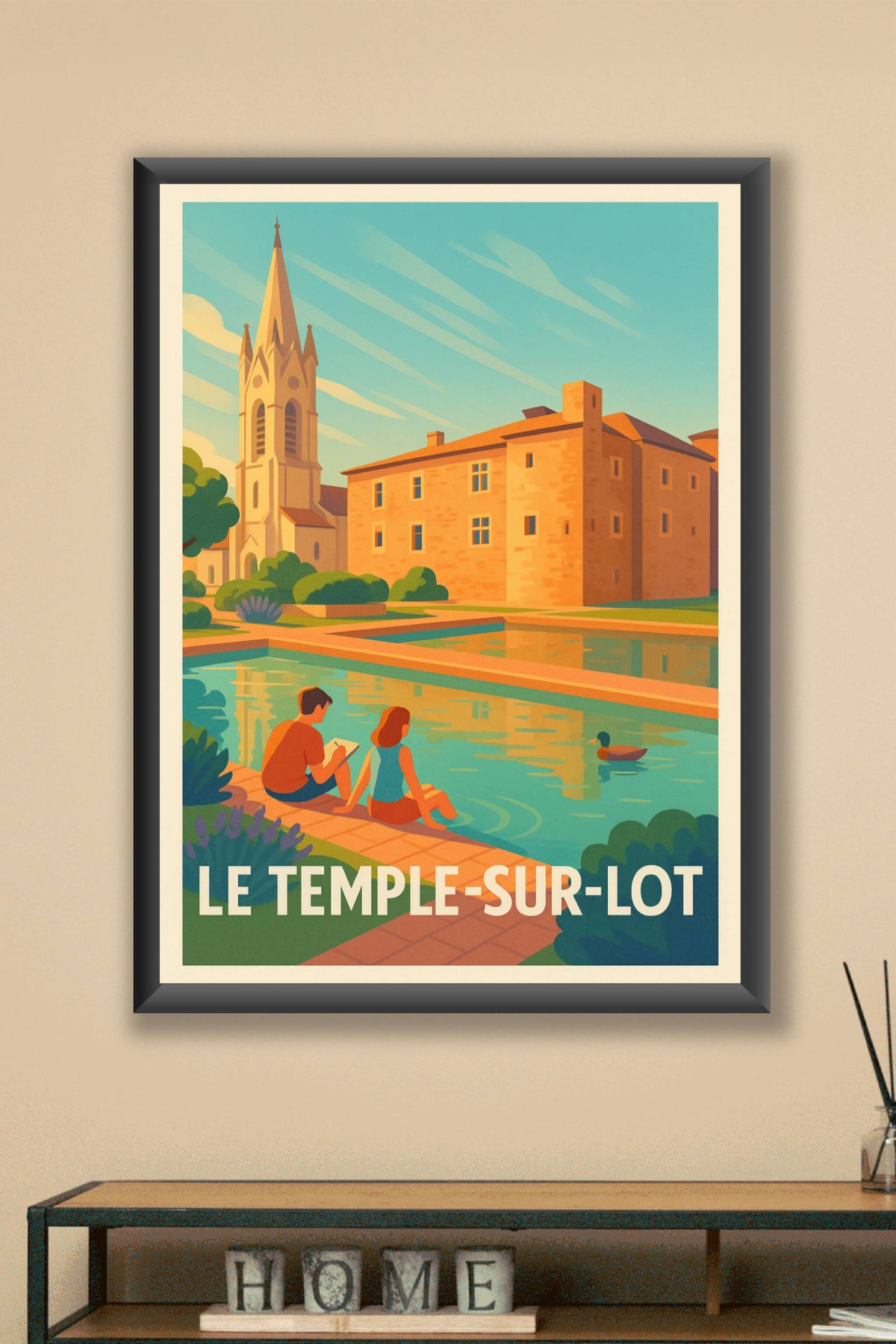 Affiche Le Temple-sur-Lot — Charme paisible et patrimoine vivant · poster d'art de Le Temple-sur-Lot
