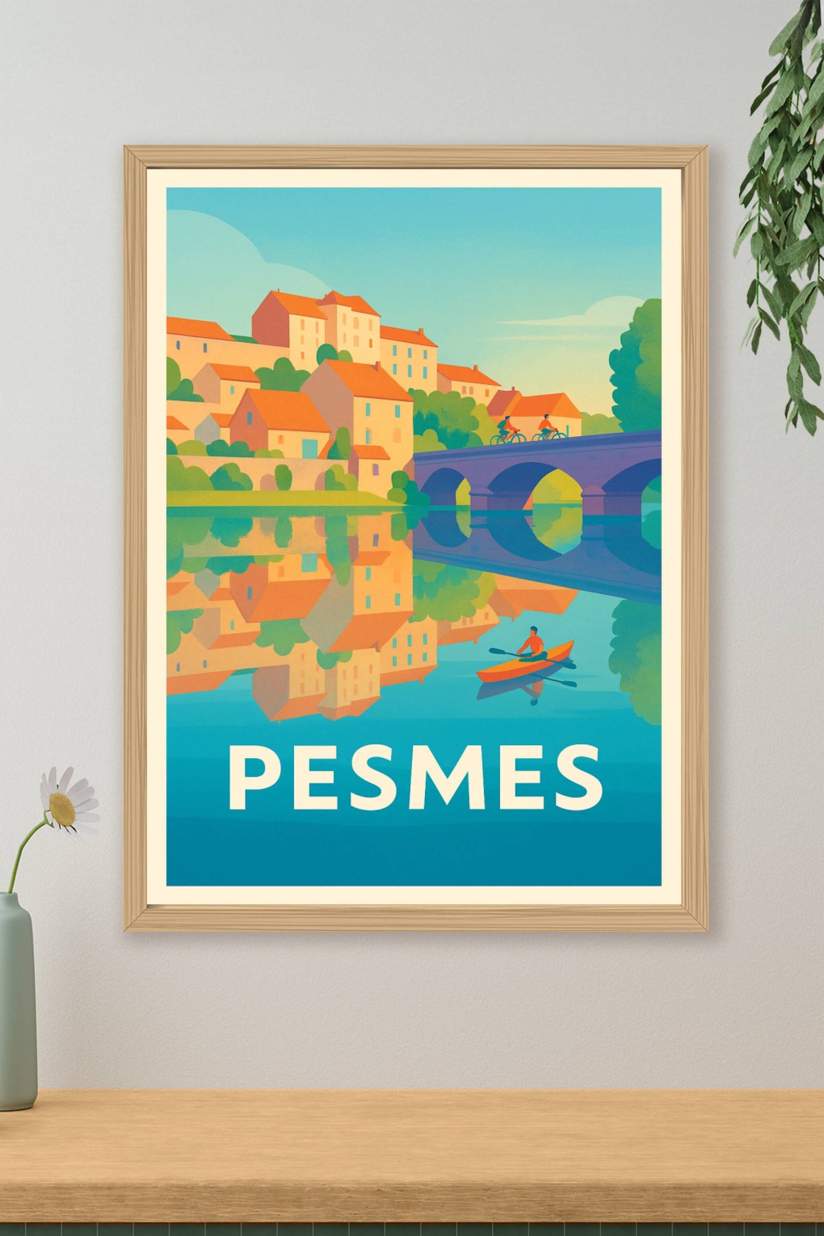 Affiche Pesmes — Charme paisible au fil de l'eau · poster d'art de Pesmes