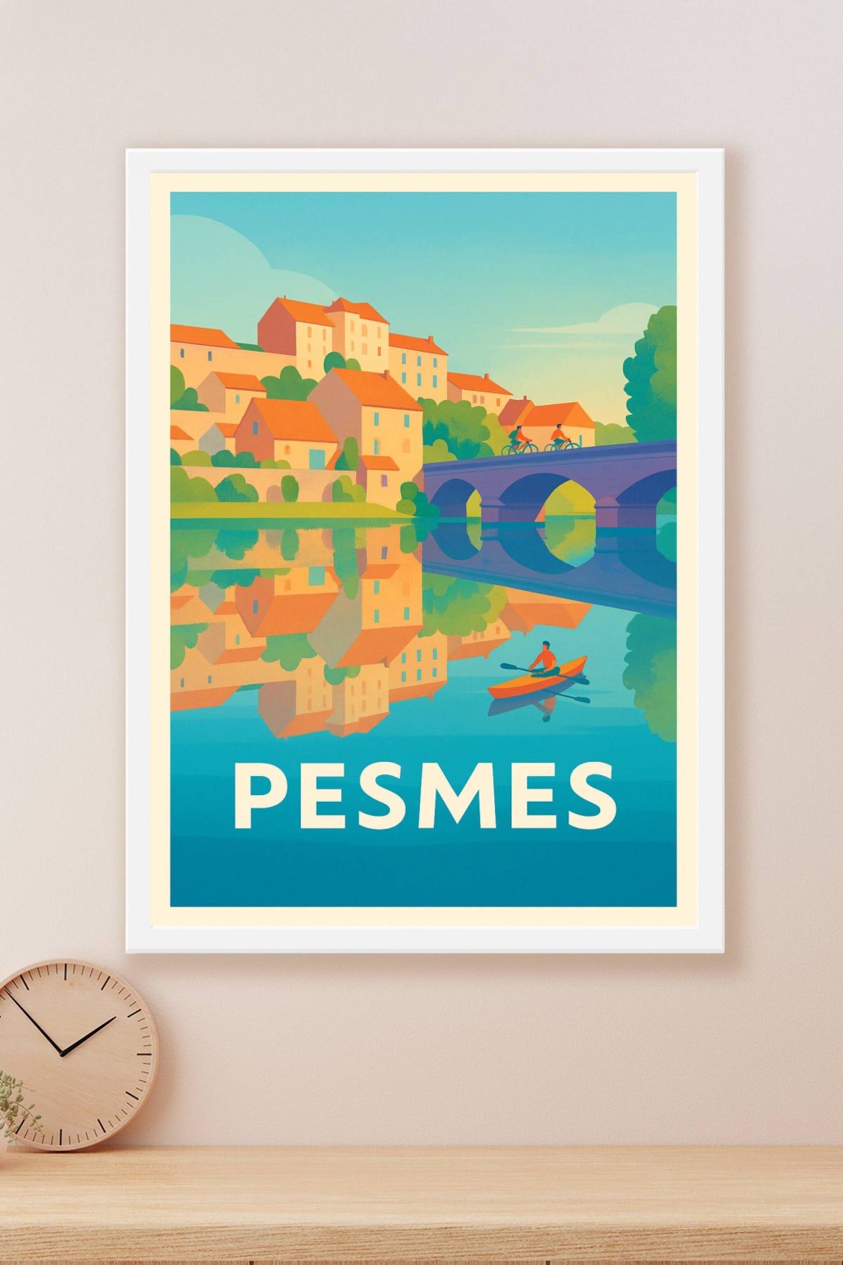 Affiche Pesmes — Charme paisible au fil de l'eau · poster d'art de Pesmes