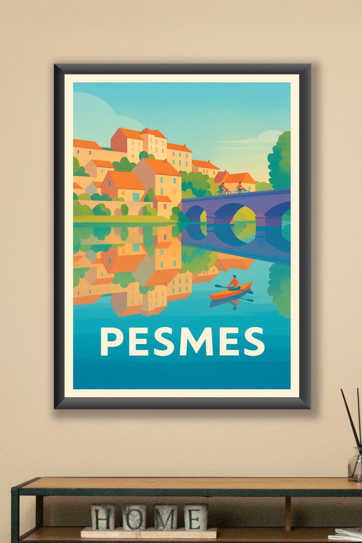 Affiche Pesmes — Charme paisible au fil de l'eau · poster d'art de Pesmes