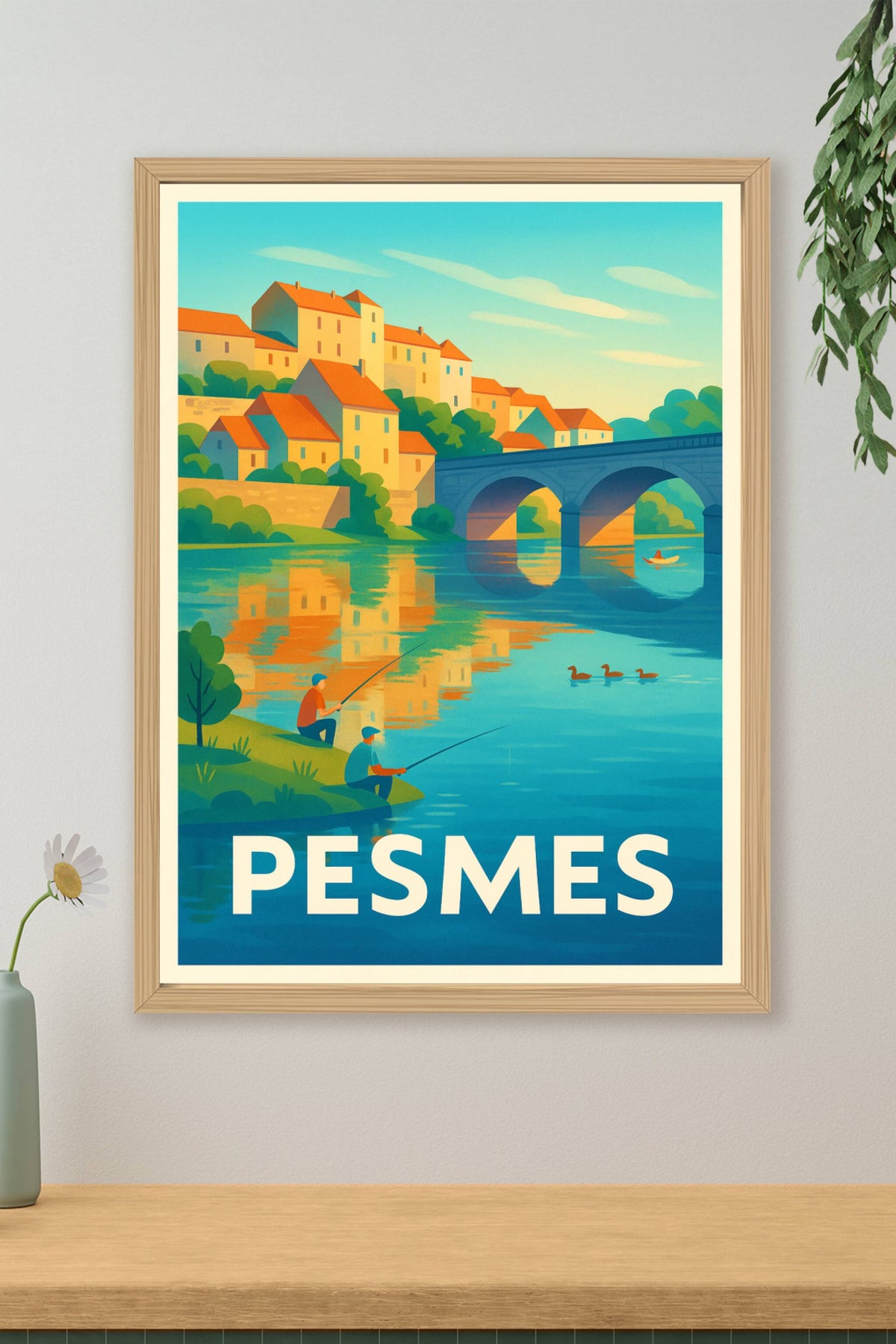 Affiche Pesmes — Tranquillité au bord de l'eau · poster d'art de Pesmes