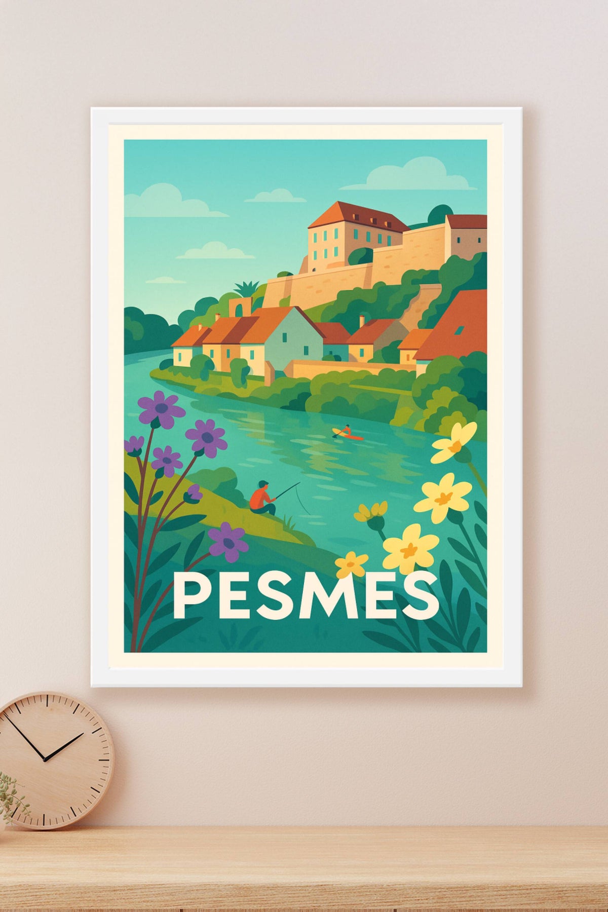 Affiche Pesmes — Charme bucolique au fil de l'eau · poster d'art de Pesmes