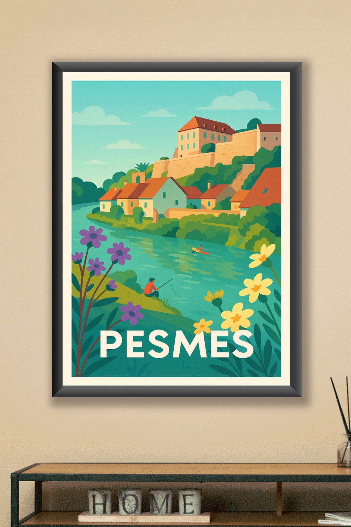 Affiche Pesmes — Charme bucolique au fil de l'eau · poster d'art de Pesmes