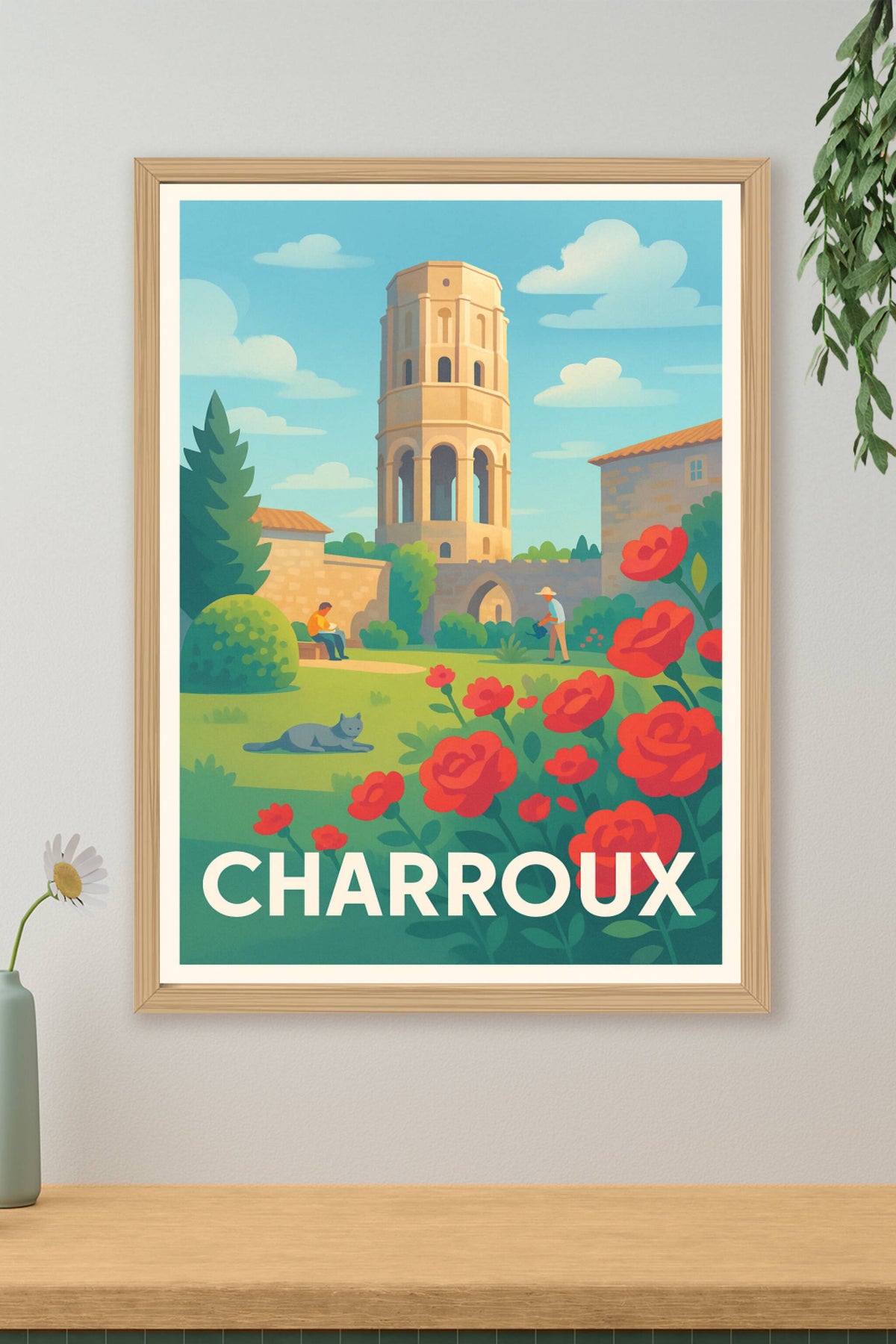 Affiche Charroux — Havre de paix et nature fleurie · poster d'art de Charroux
