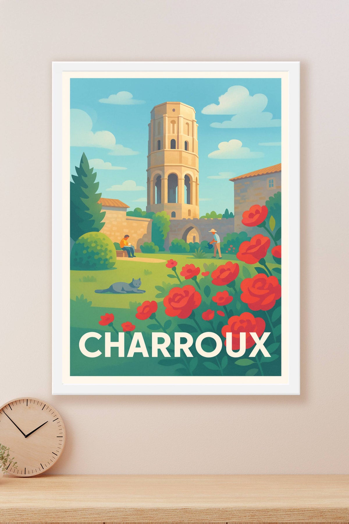 Affiche Charroux — Havre de paix et nature fleurie · poster d'art de Charroux