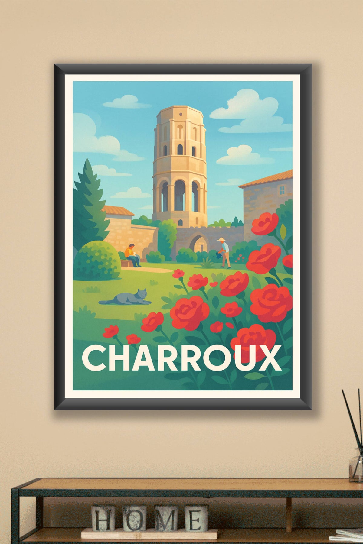 Affiche Charroux — Havre de paix et nature fleurie · poster d'art de Charroux