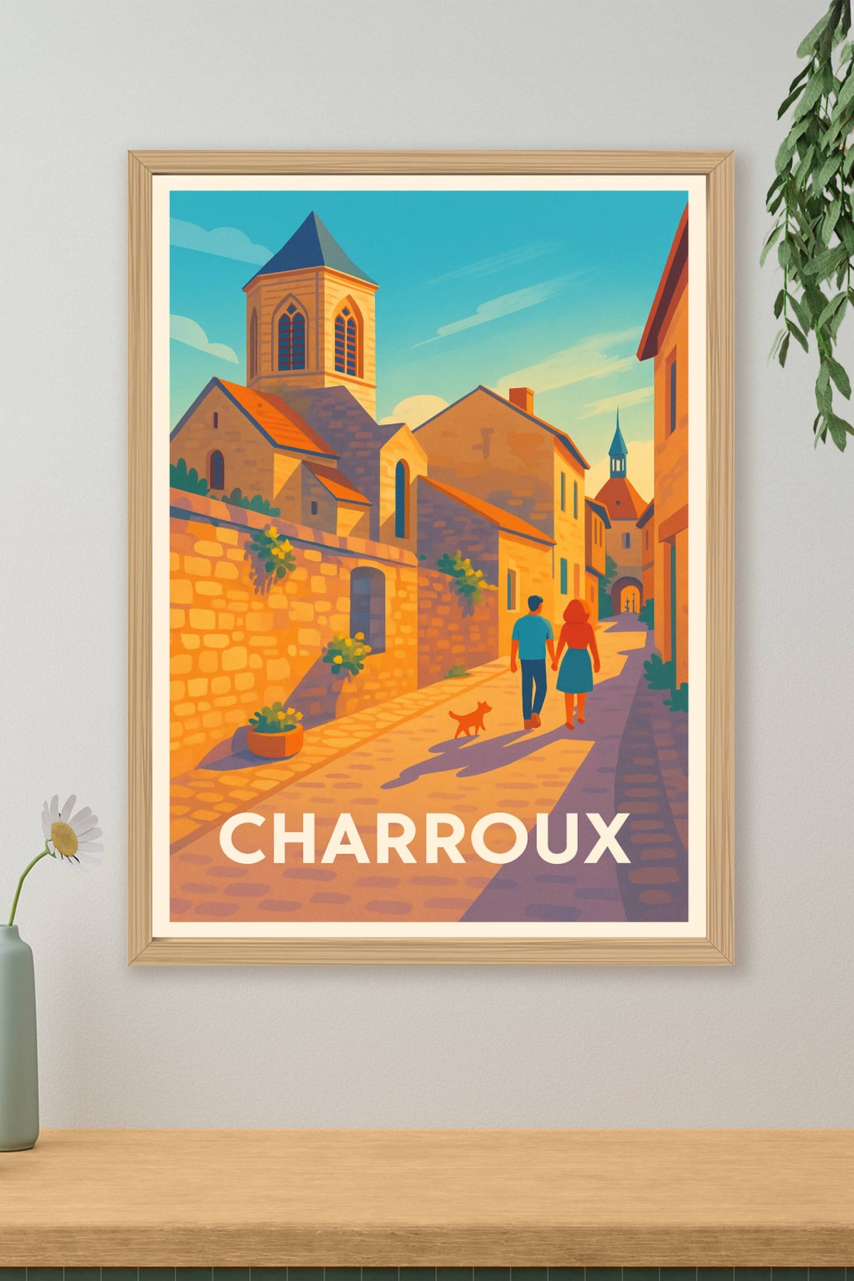 Affiche Charroux — Balade romantique au cœur du village · poster d'art de Charroux