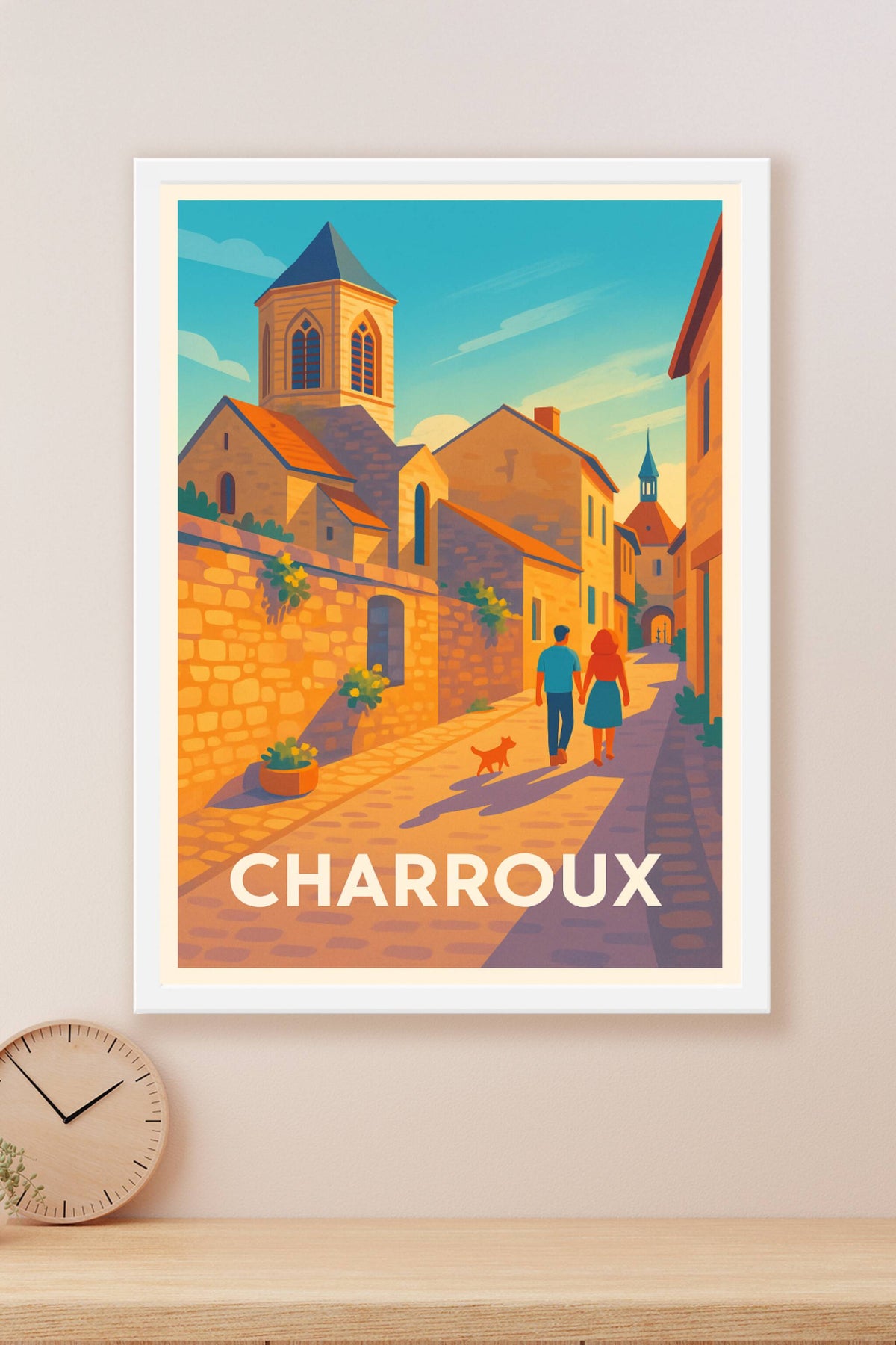 Affiche Charroux — Balade romantique au cœur du village · poster d'art de Charroux