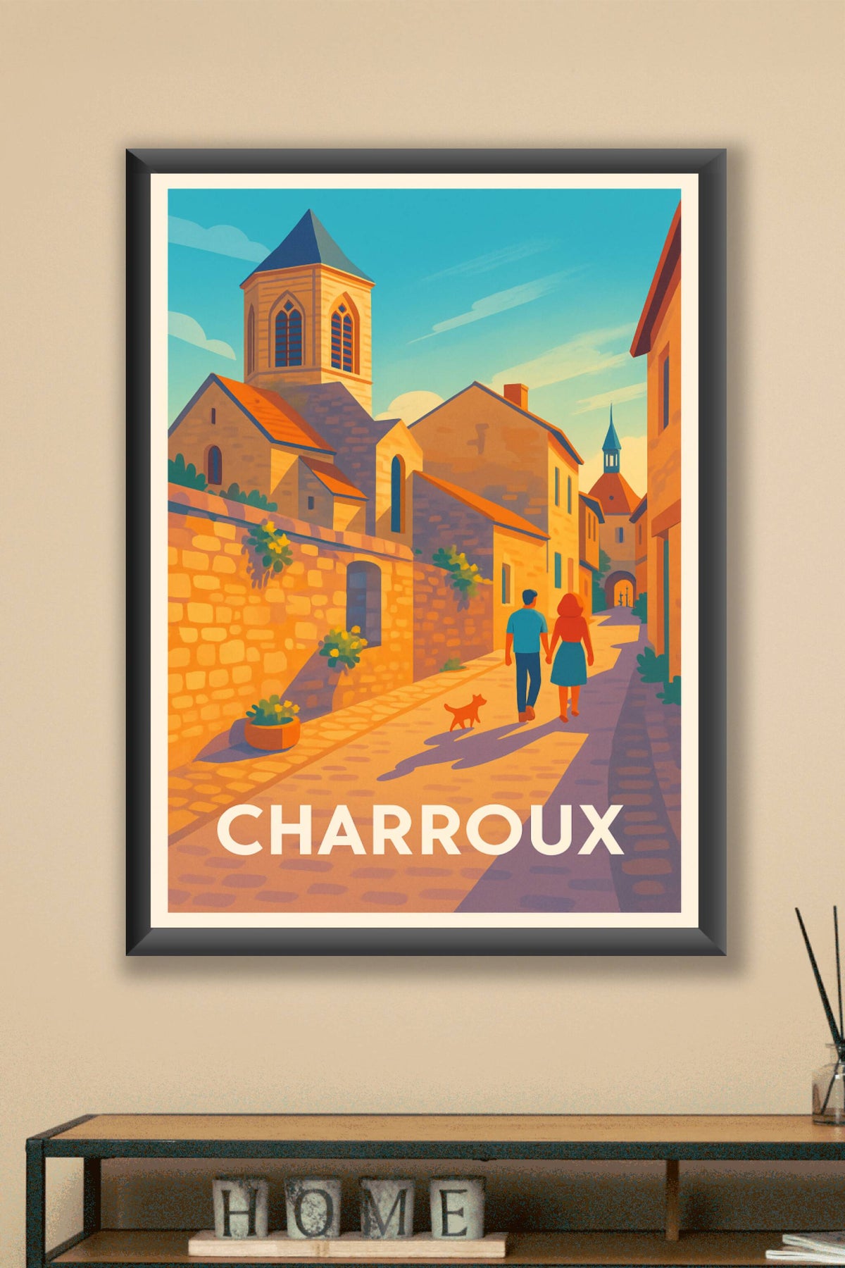 Affiche Charroux — Balade romantique au cœur du village · poster d'art de Charroux