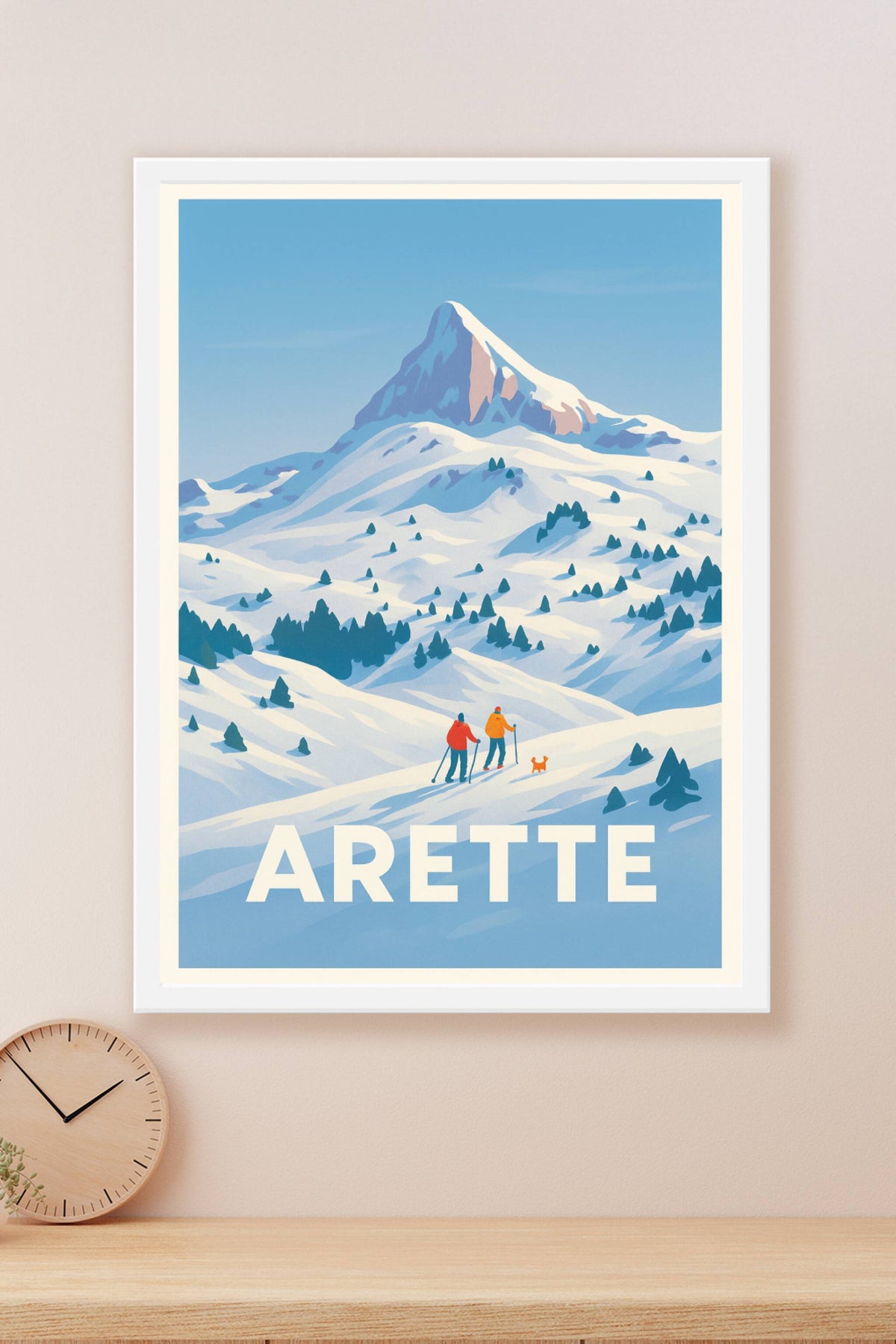 Affiche Arette — Randonneurs en montagne enneigée · poster d'art de Arette