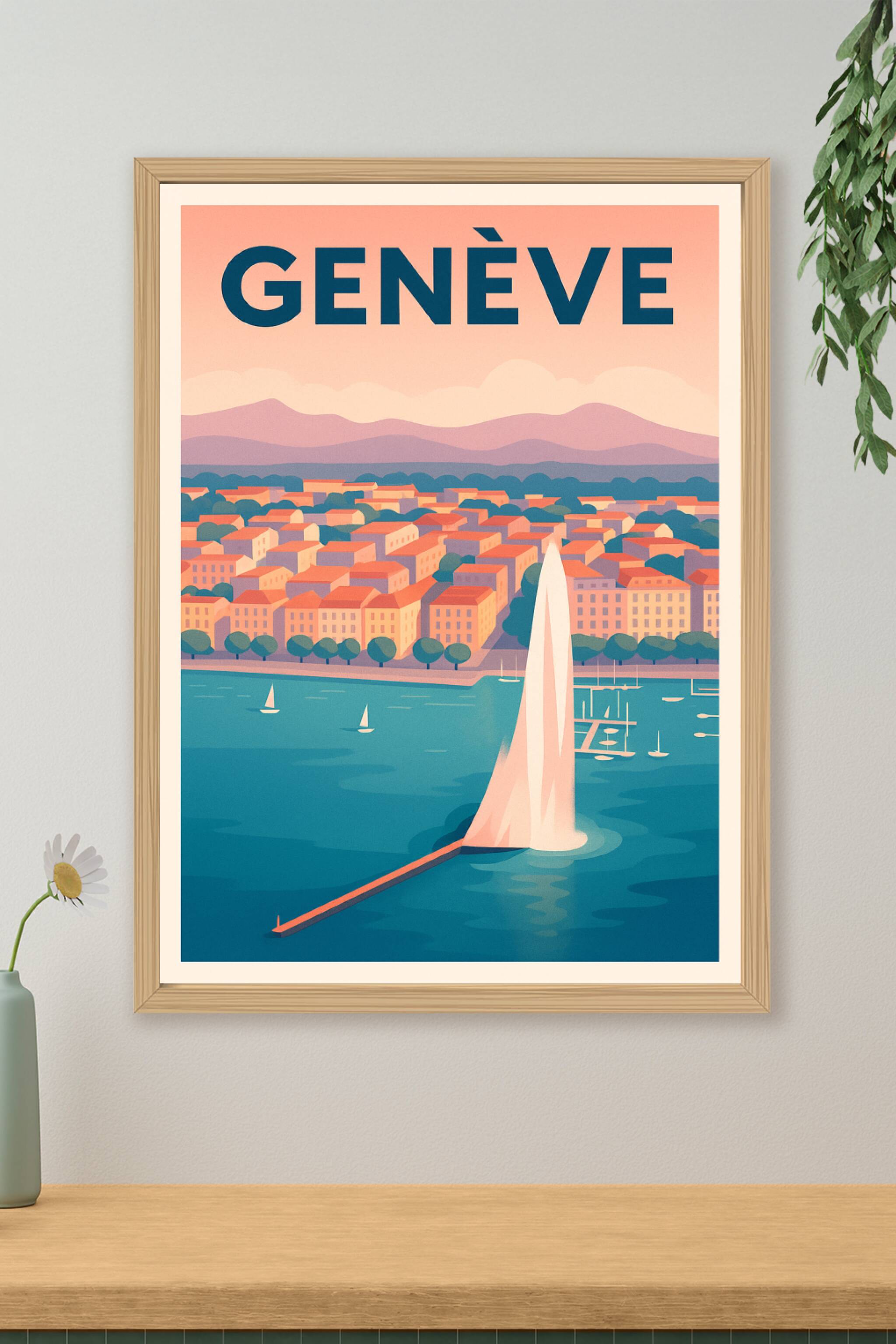 Affiche de Genève - Le charme au bord du lac Léman